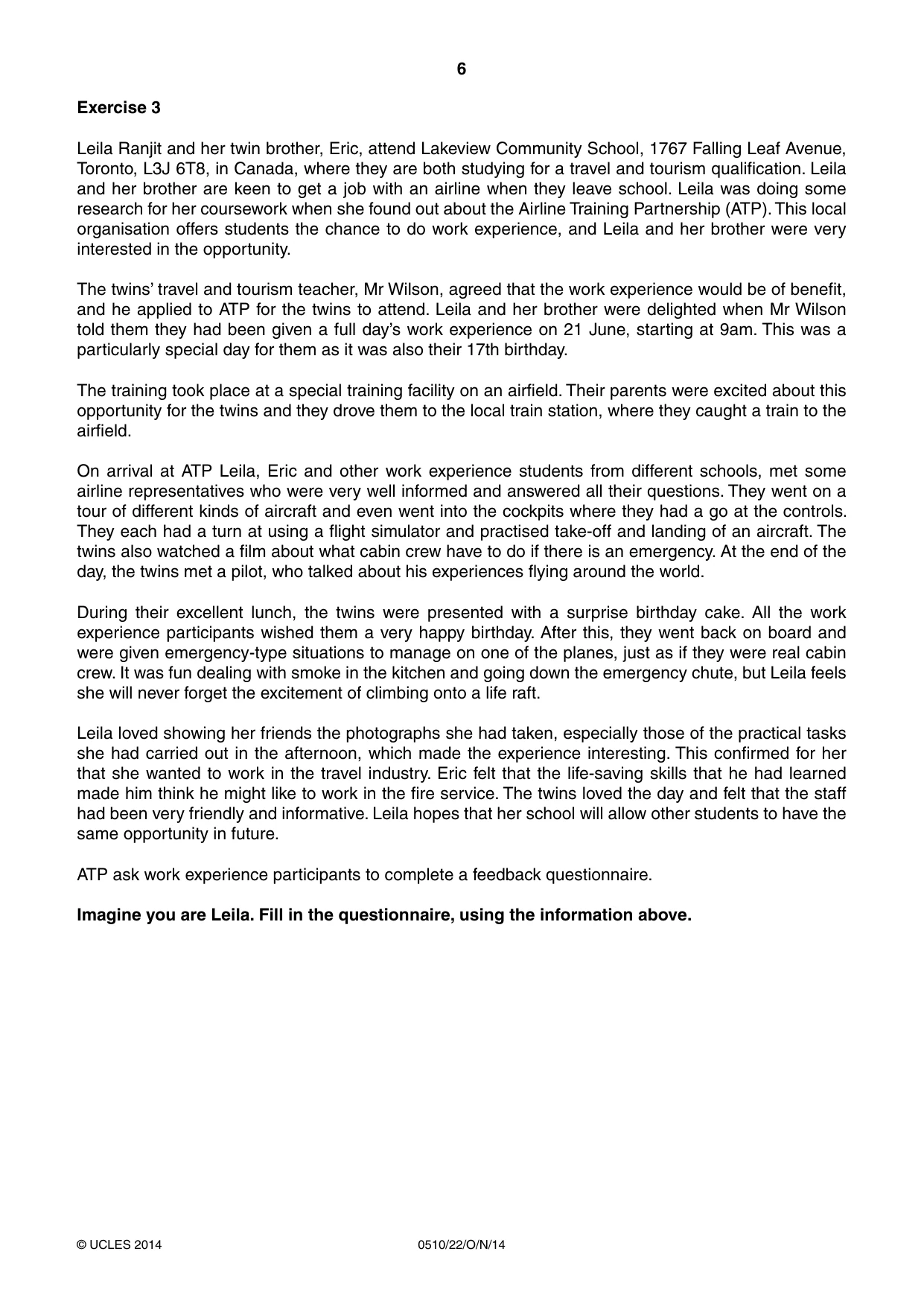 Cambridge IGCSE English - Second Language (oral endorsement) 0510 2014 Oct/Nov Paper 2 · Variant 2 question paper, page 6 of 16