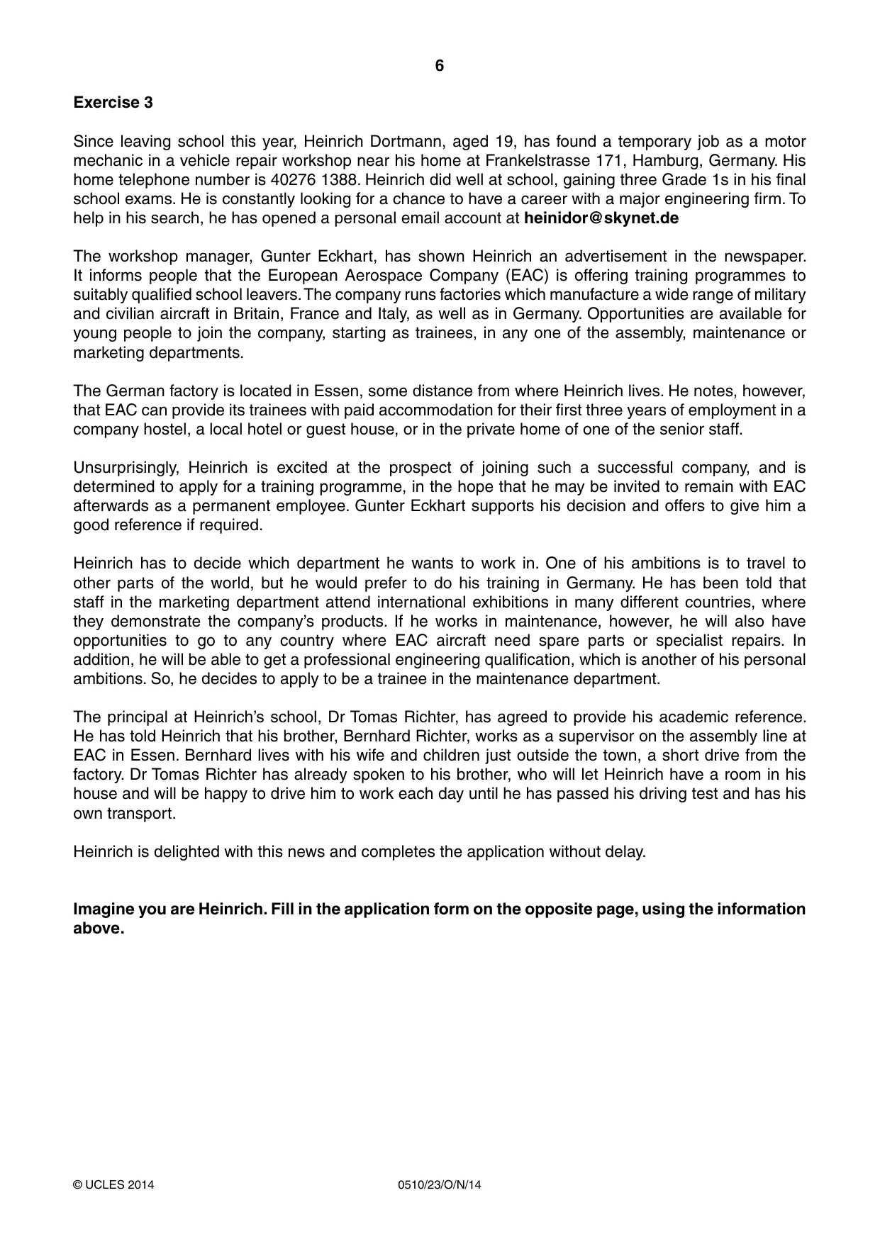 Cambridge IGCSE English - Second Language (oral endorsement) 0510 2014 Oct/Nov Paper 2 · Variant 3 question paper, page 6 of 16