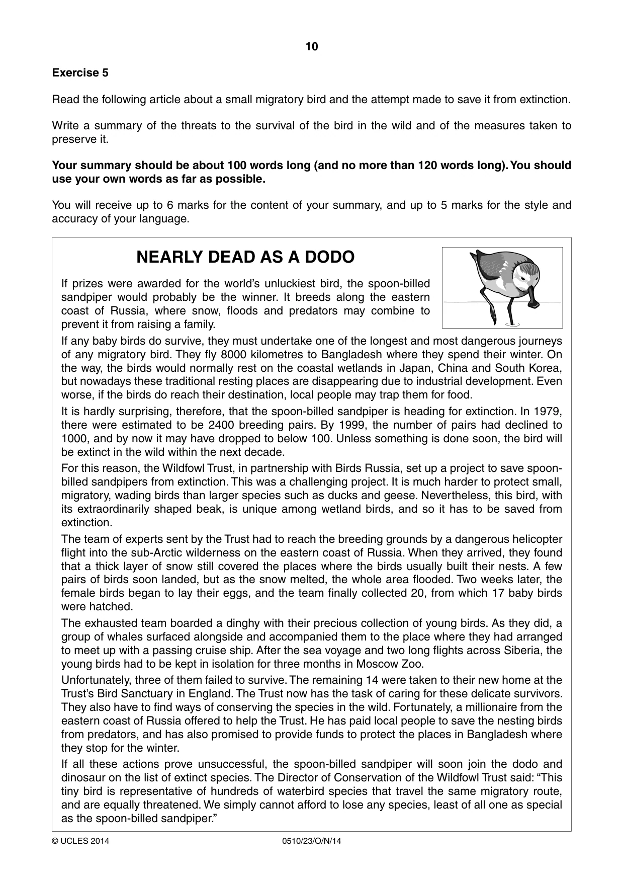 Cambridge IGCSE English - Second Language (oral endorsement) 0510 2014 Oct/Nov Paper 2 · Variant 3 question paper, page 10 of 16