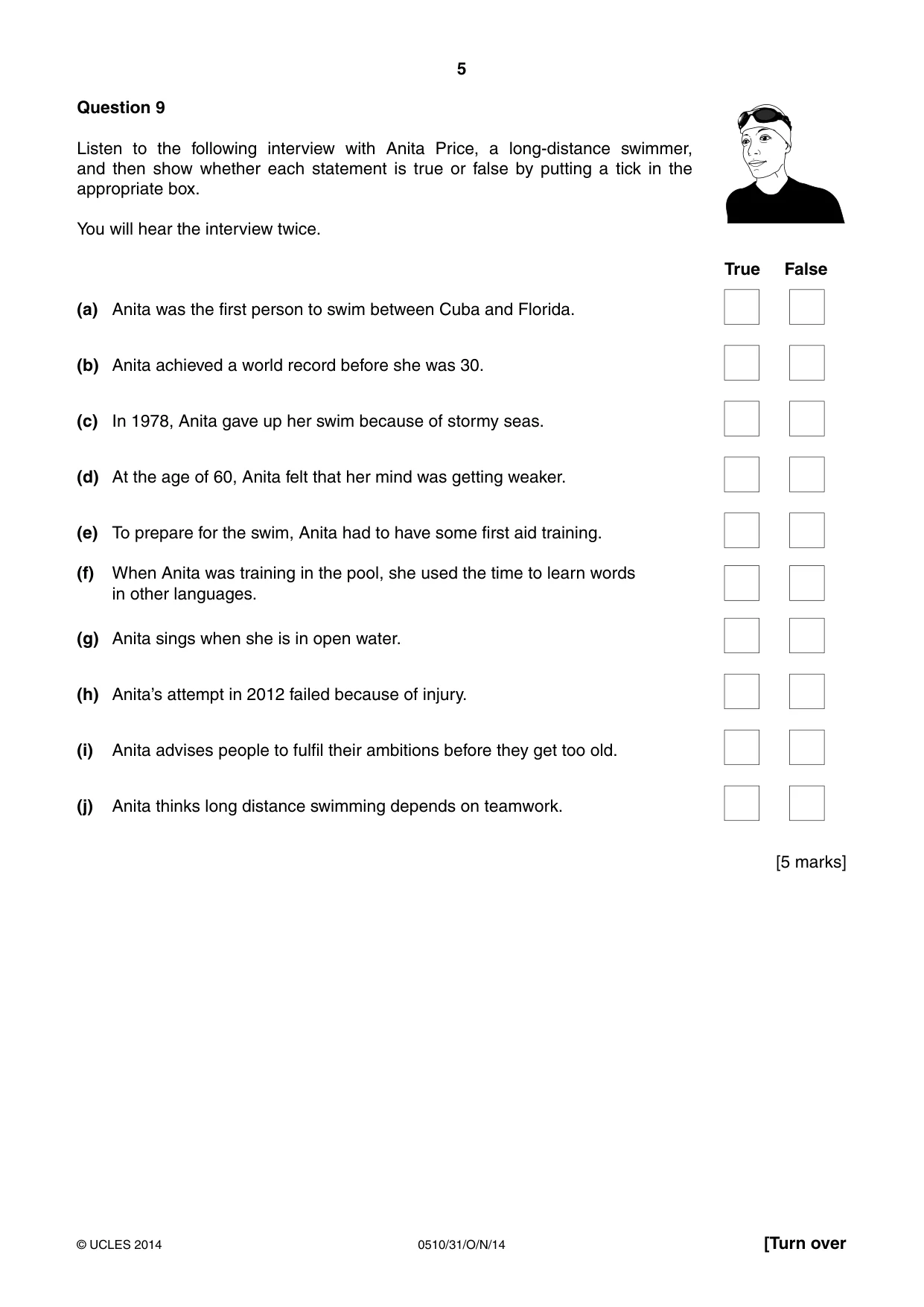 Cambridge IGCSE English - Second Language (oral endorsement) 0510 2014 Oct/Nov Paper 3 · Variant 1 question paper, page 5 of 8