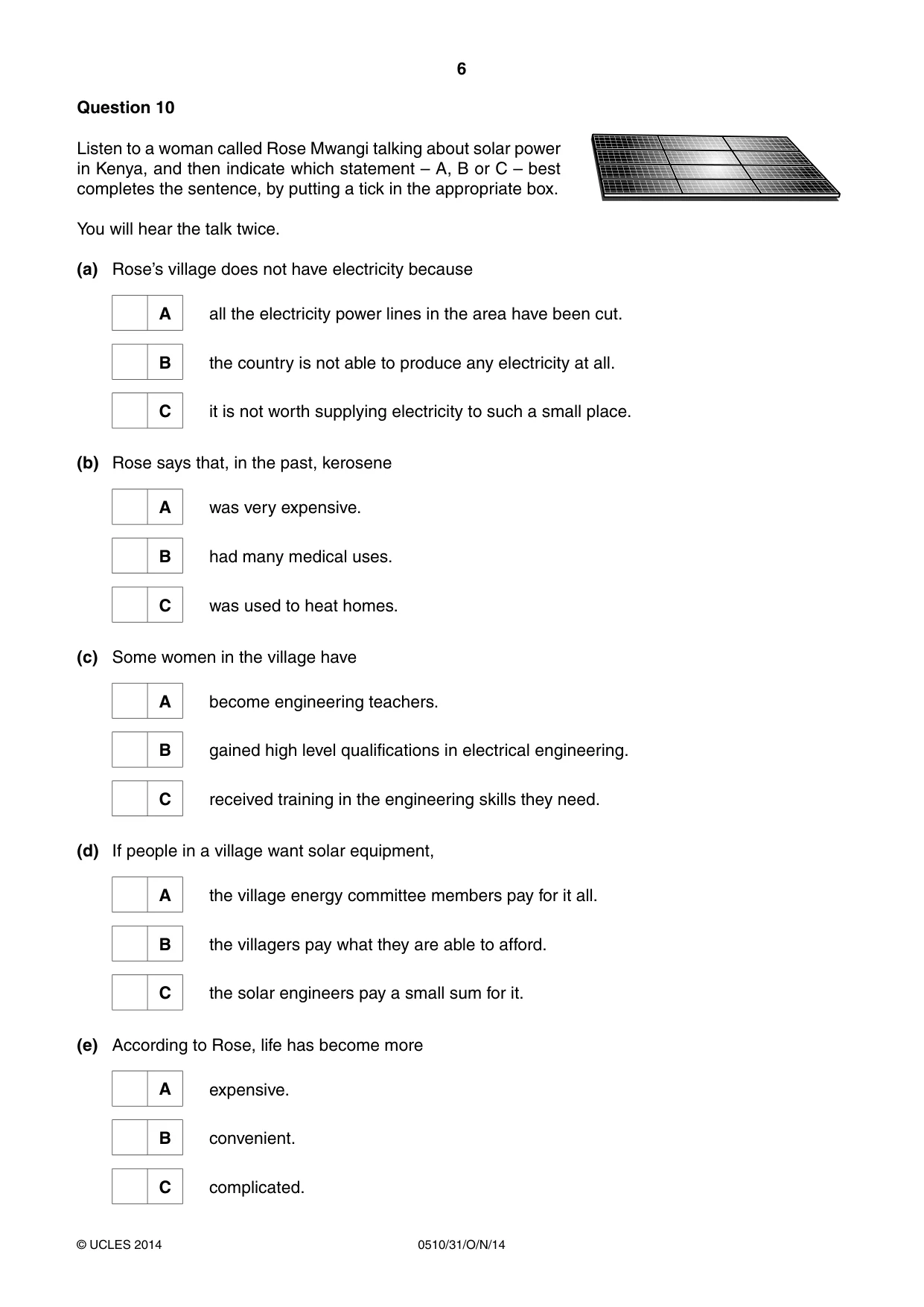Cambridge IGCSE English - Second Language (oral endorsement) 0510 2014 Oct/Nov Paper 3 · Variant 1 question paper, page 6 of 8