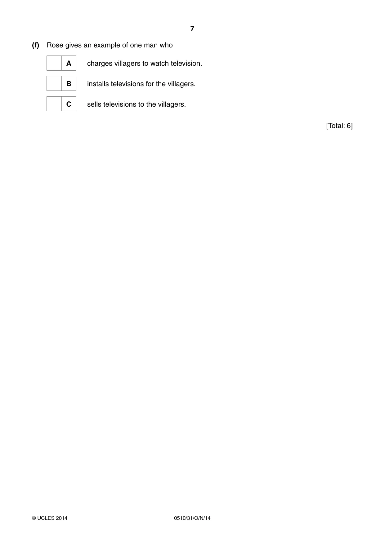 Cambridge IGCSE English - Second Language (oral endorsement) 0510 2014 Oct/Nov Paper 3 · Variant 1 question paper, page 7 of 8