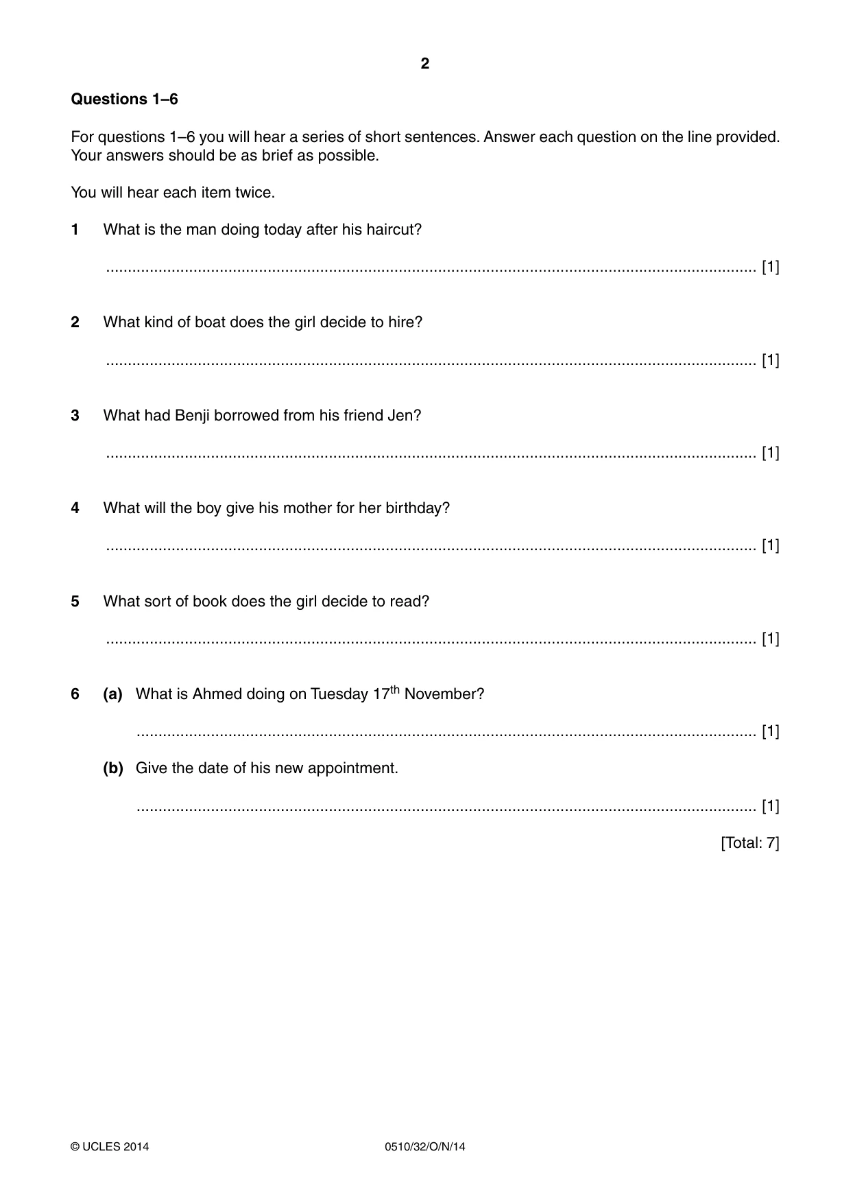 Cambridge IGCSE English - Second Language (oral endorsement) 0510 2014 Oct/Nov Paper 3 · Variant 2 question paper, page 2 of 8