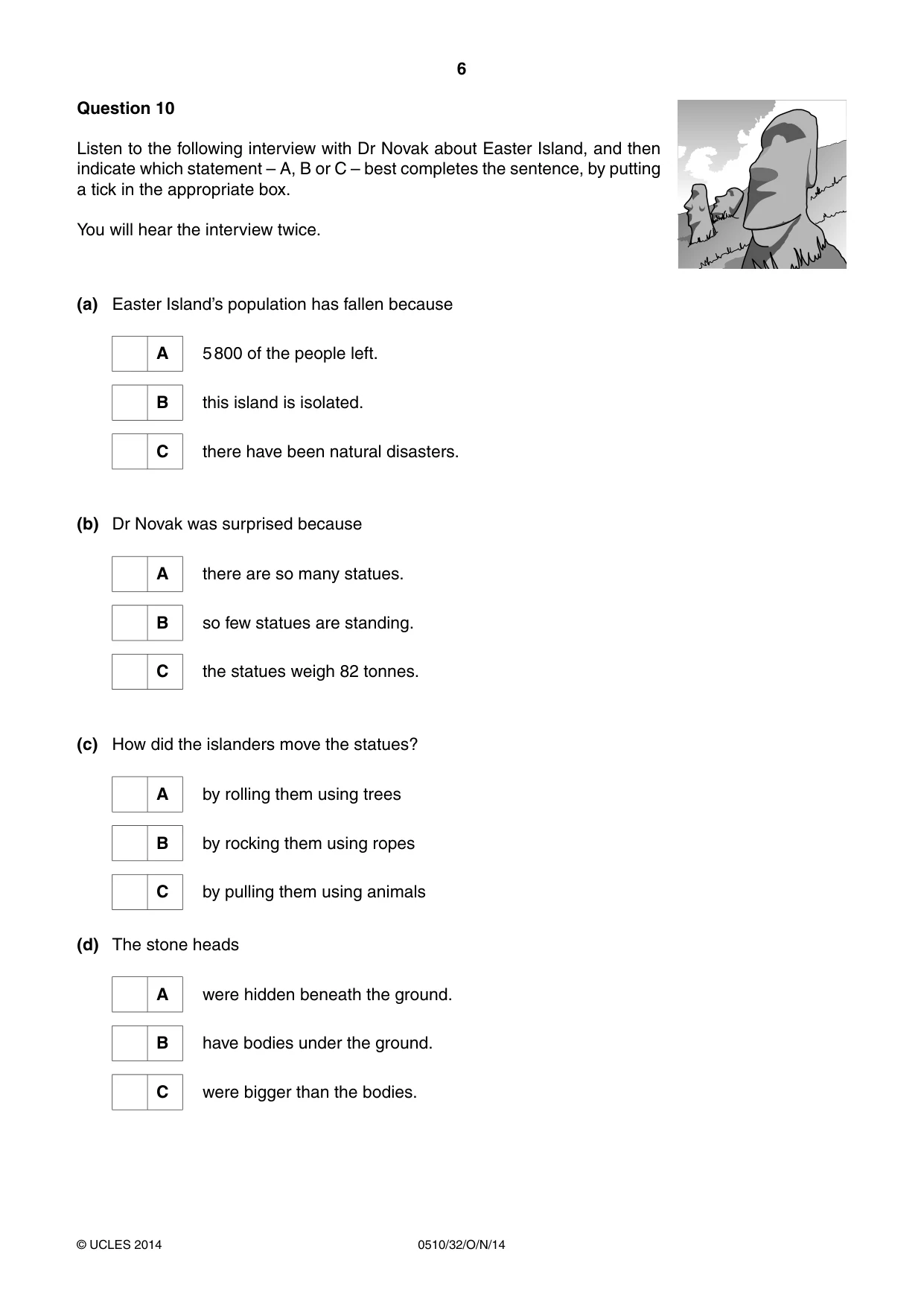 Cambridge IGCSE English - Second Language (oral endorsement) 0510 2014 Oct/Nov Paper 3 · Variant 2 question paper, page 6 of 8