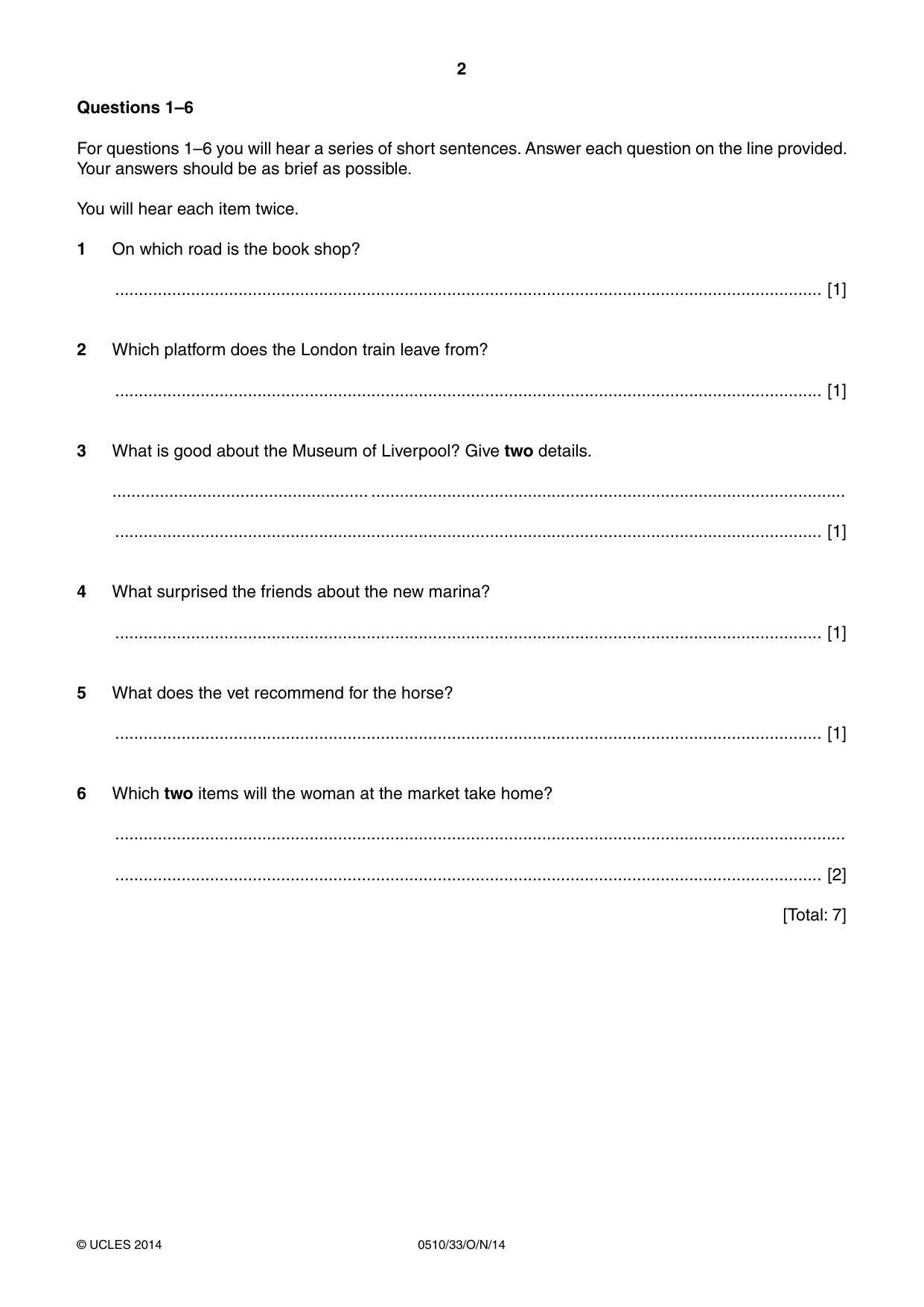 Cambridge IGCSE English - Second Language (oral endorsement) 0510 2014 Oct/Nov Paper 3 · Variant 3 question paper, page 2 of 8
