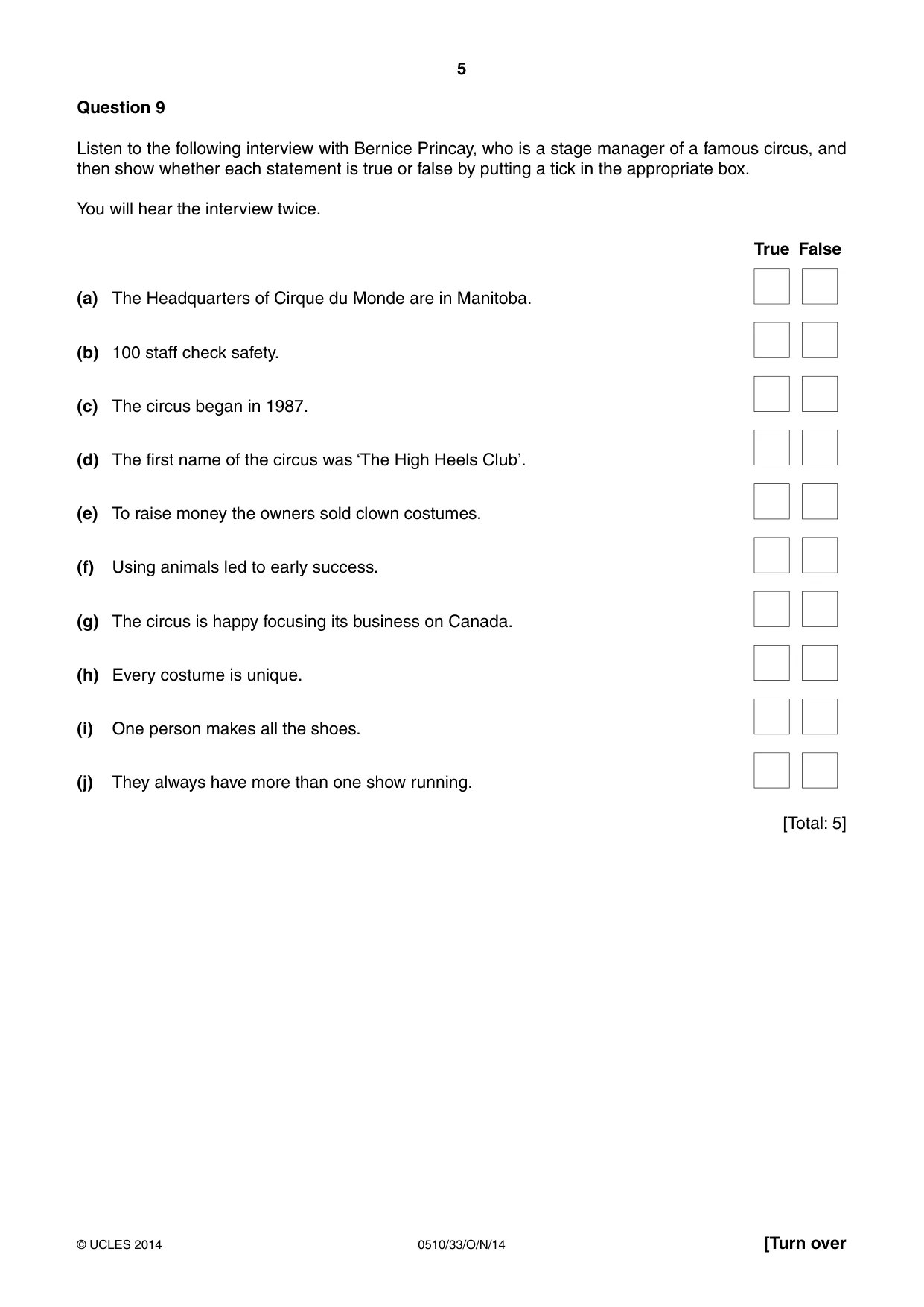 Cambridge IGCSE English - Second Language (oral endorsement) 0510 2014 Oct/Nov Paper 3 · Variant 3 question paper, page 5 of 8