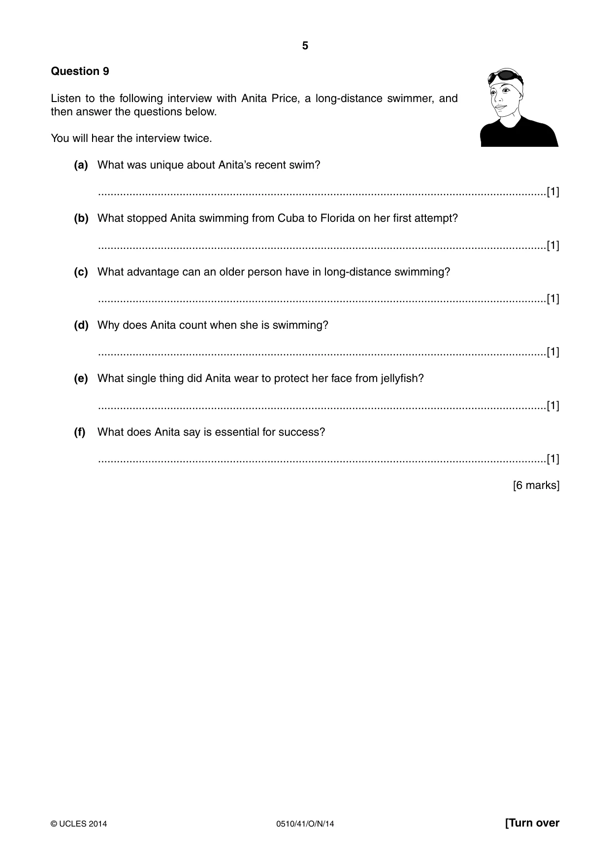 Cambridge IGCSE English - Second Language (oral endorsement) 0510 2014 Oct/Nov Paper 4 · Variant 1 question paper, page 5 of 8