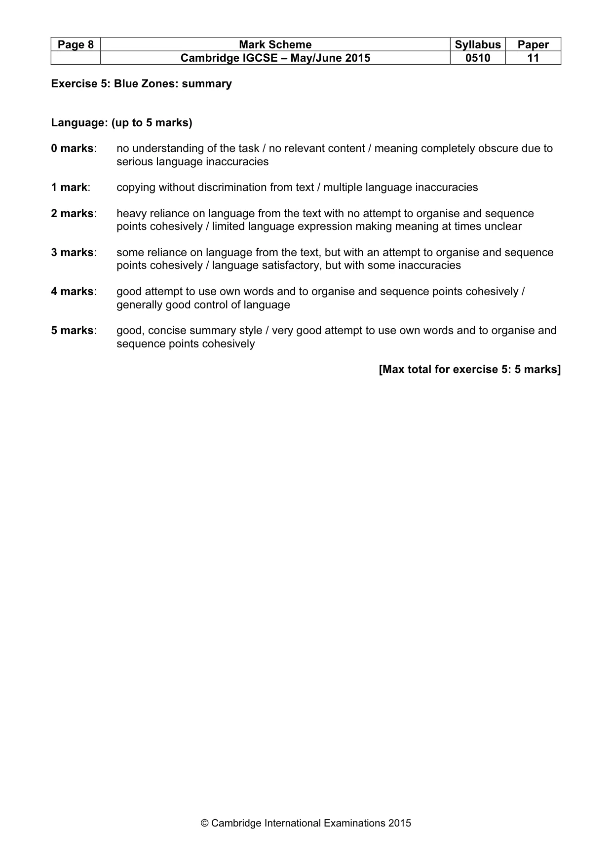Mark scheme, page 8 of 11