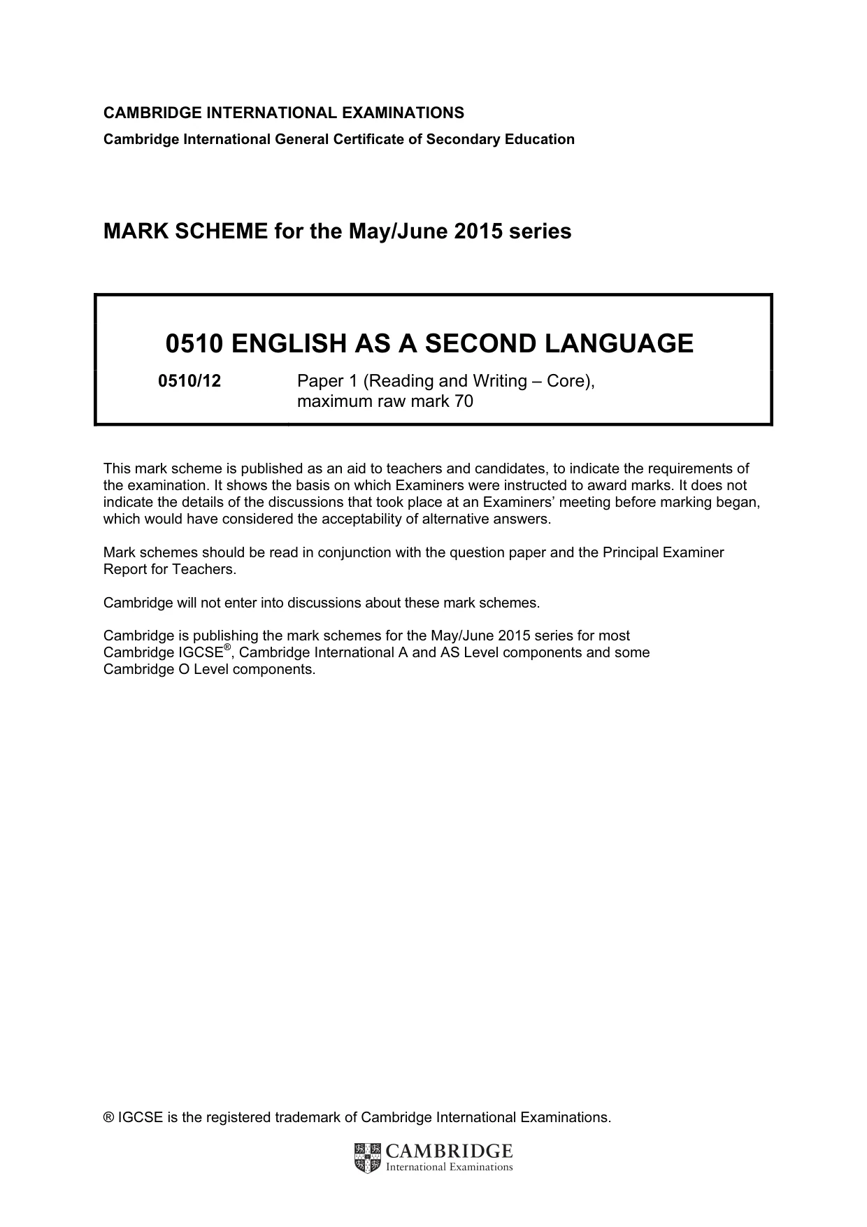Mark scheme, page 1 of 11