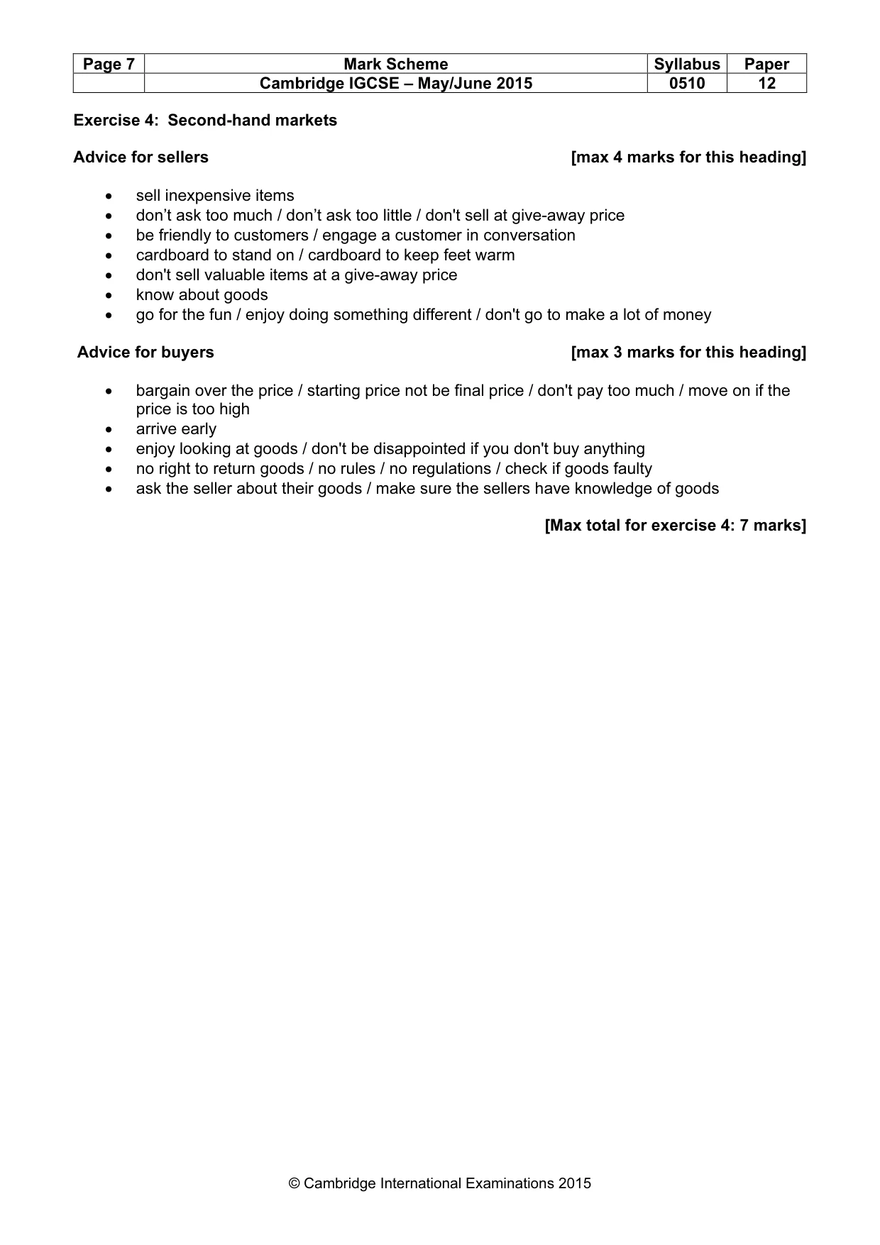 Mark scheme, page 7 of 11