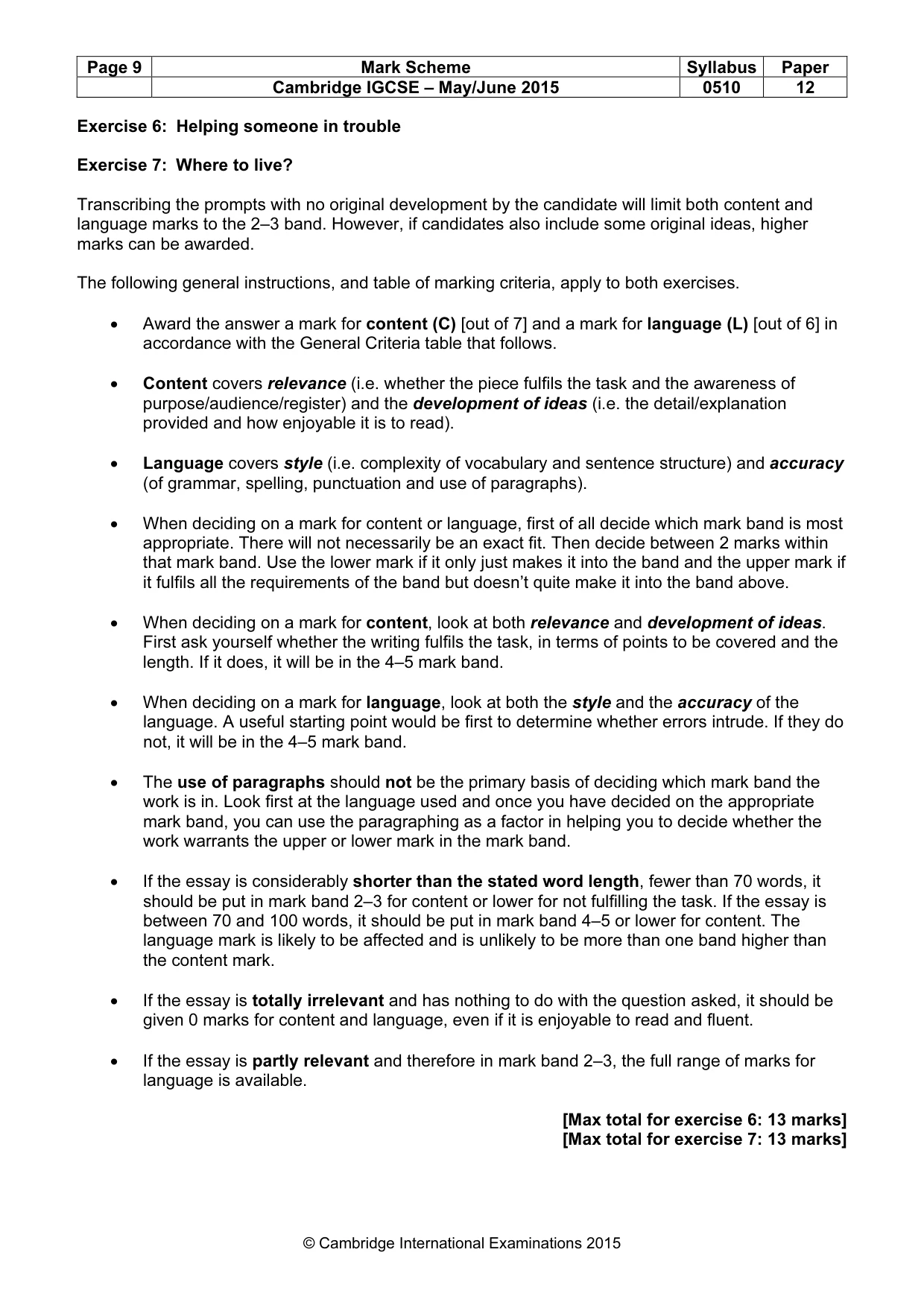 Mark scheme, page 9 of 11