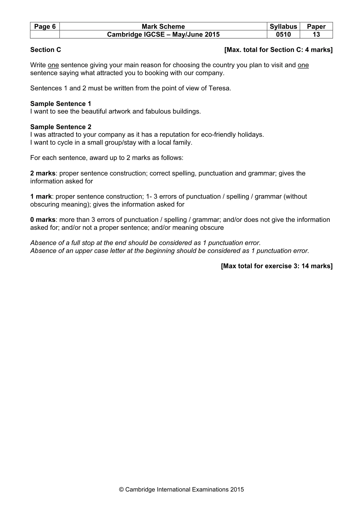 Mark scheme, page 6 of 11