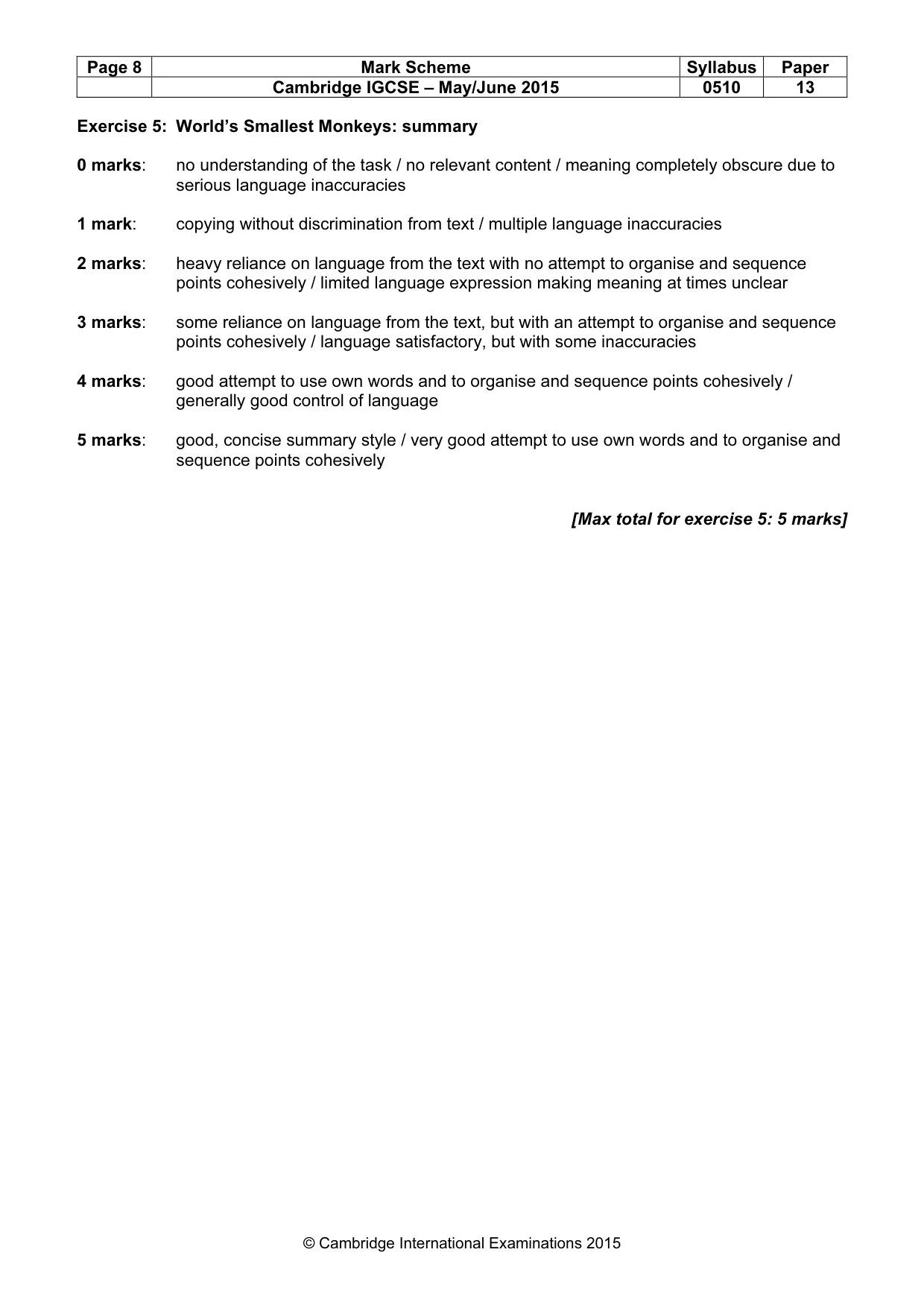 Mark scheme, page 8 of 11