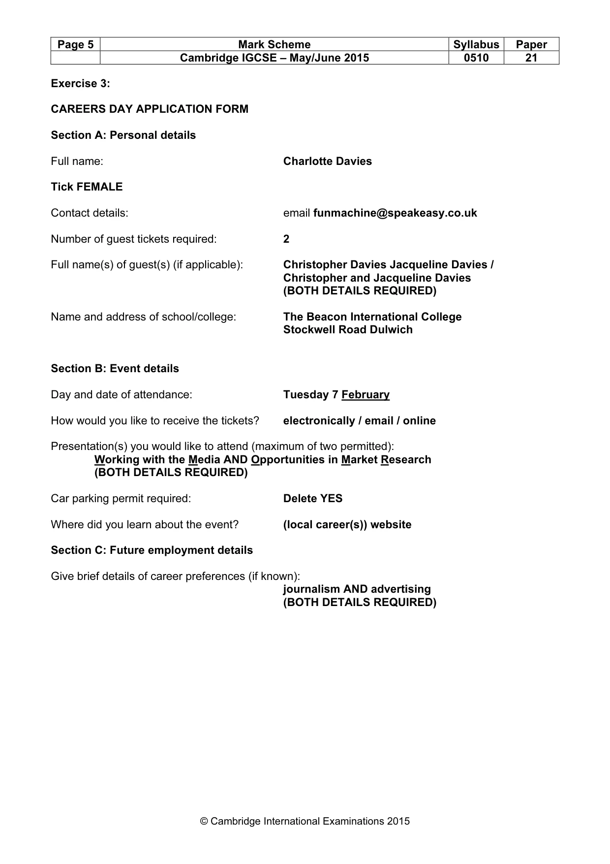Mark scheme, page 5 of 12