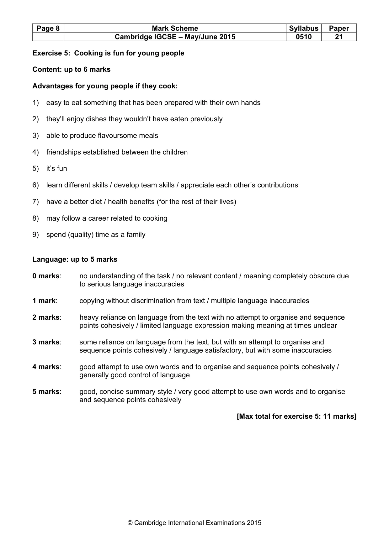 Mark scheme, page 8 of 12