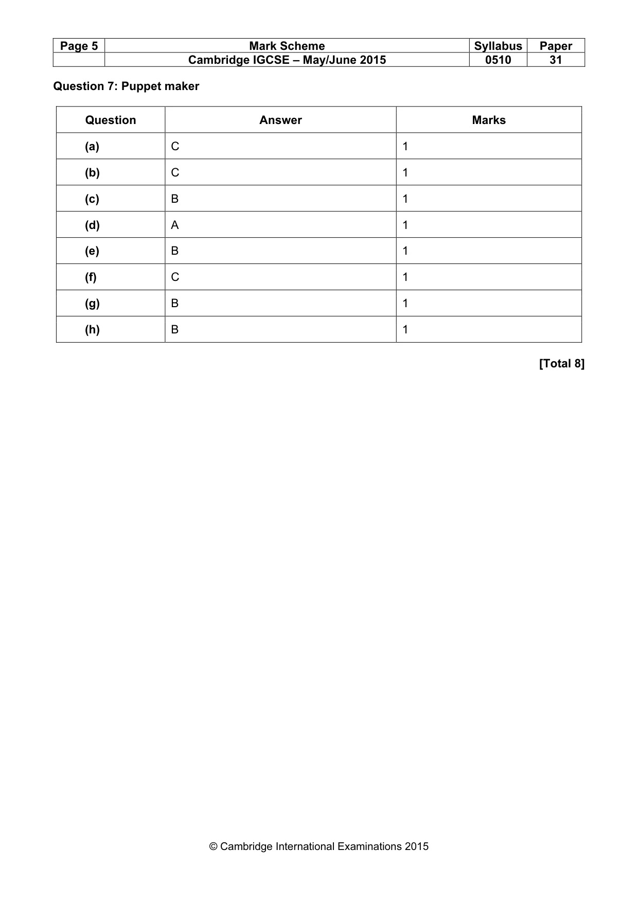 Mark scheme, page 5 of 13