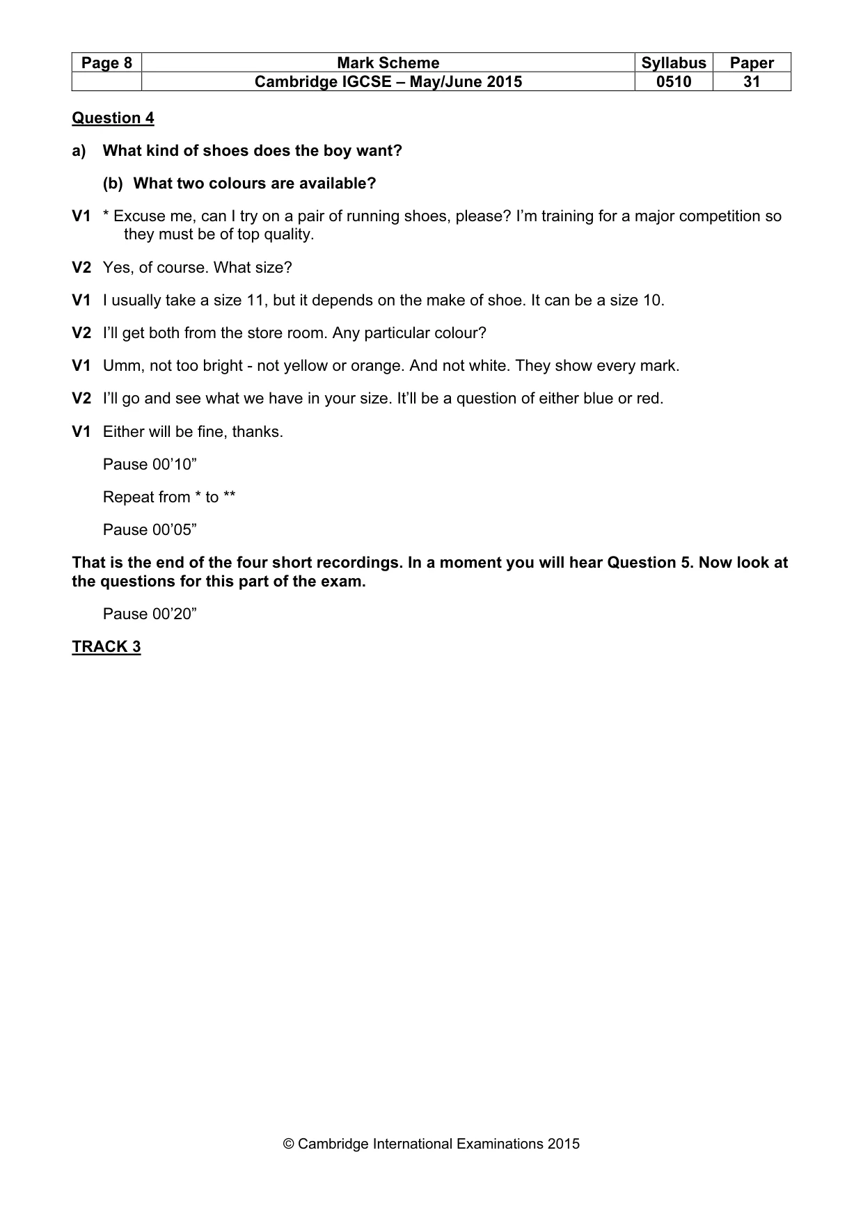 Mark scheme, page 8 of 13