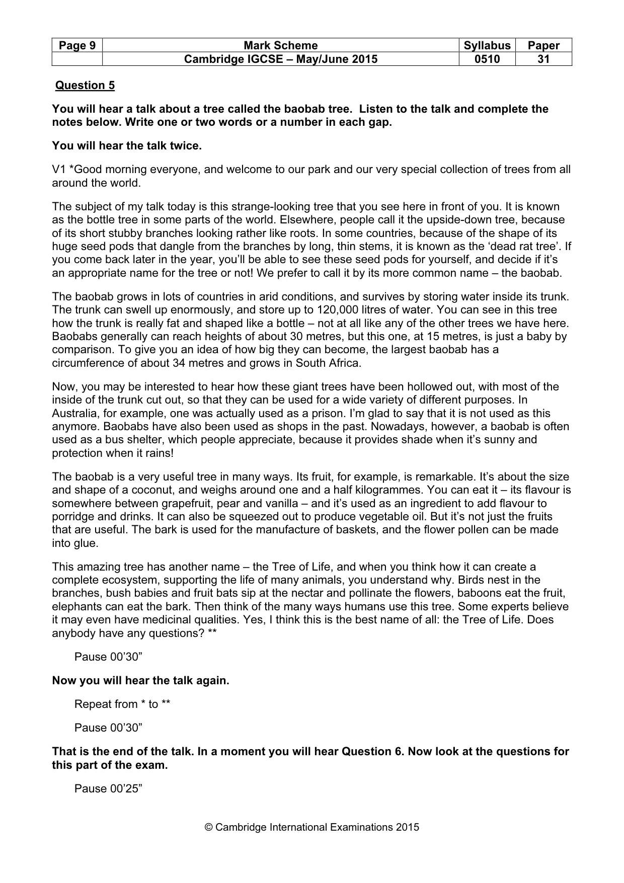 Mark scheme, page 9 of 13