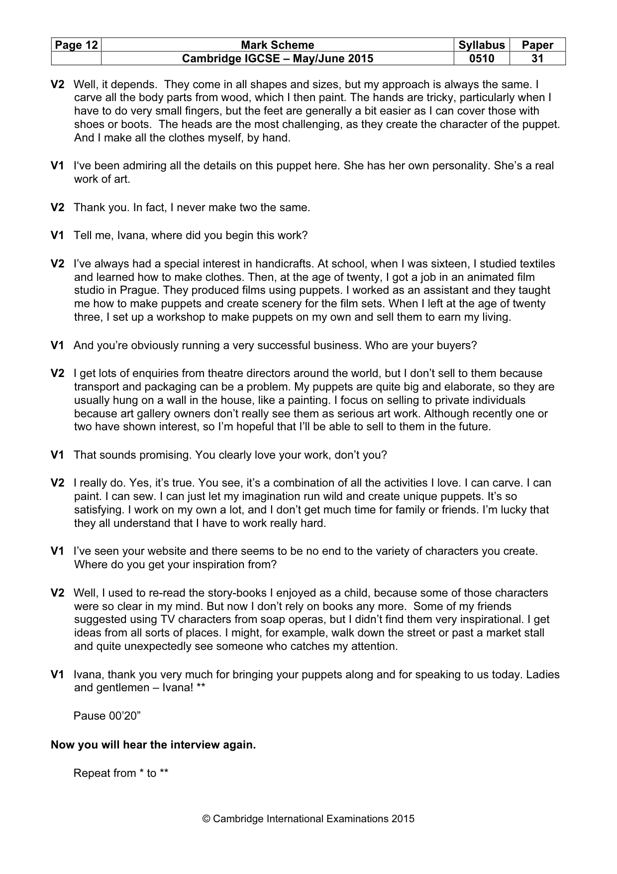 Mark scheme, page 12 of 13