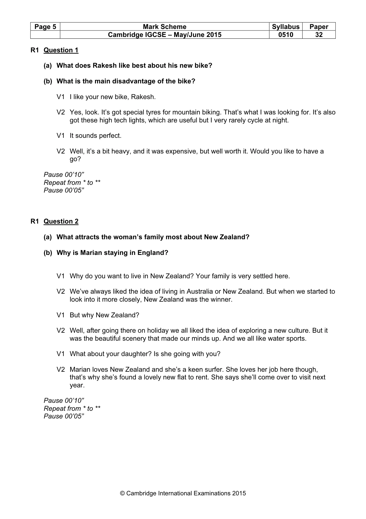 Mark scheme, page 5 of 11