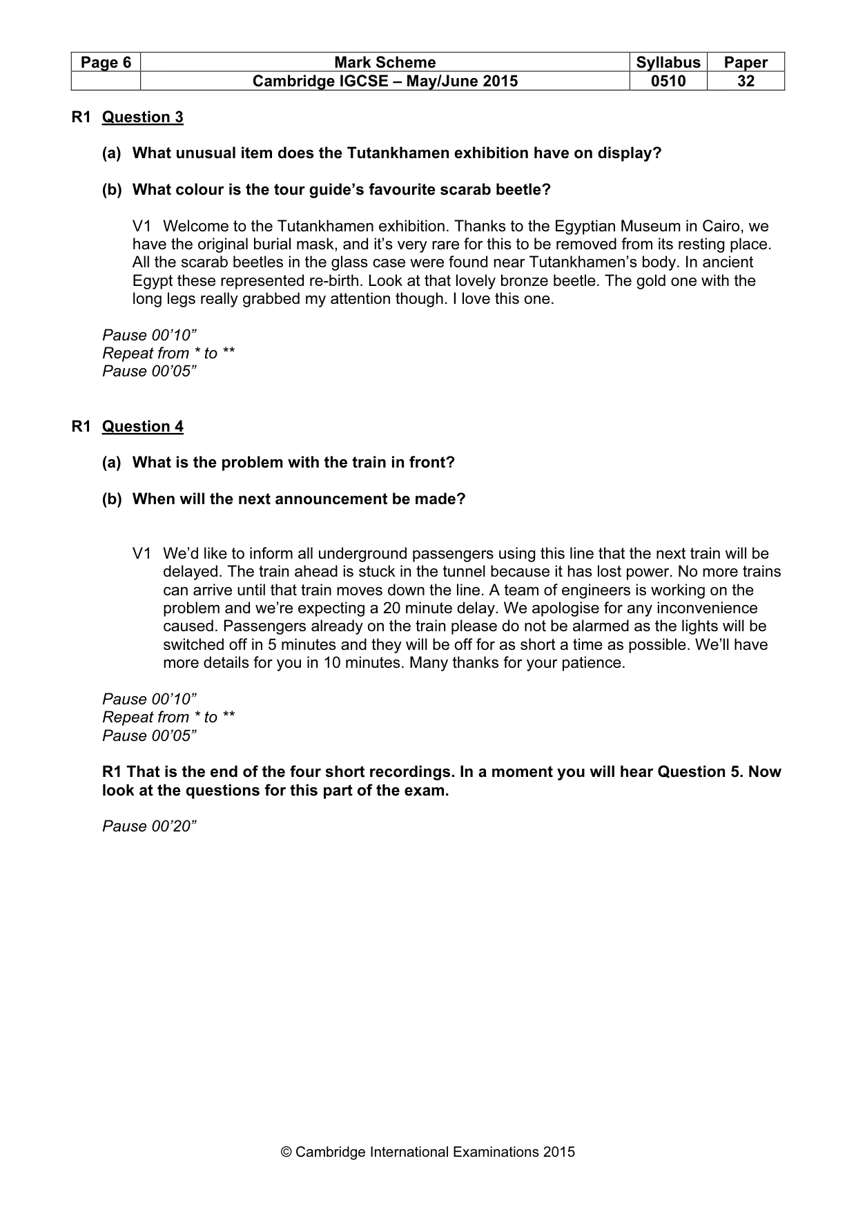 Mark scheme, page 6 of 11
