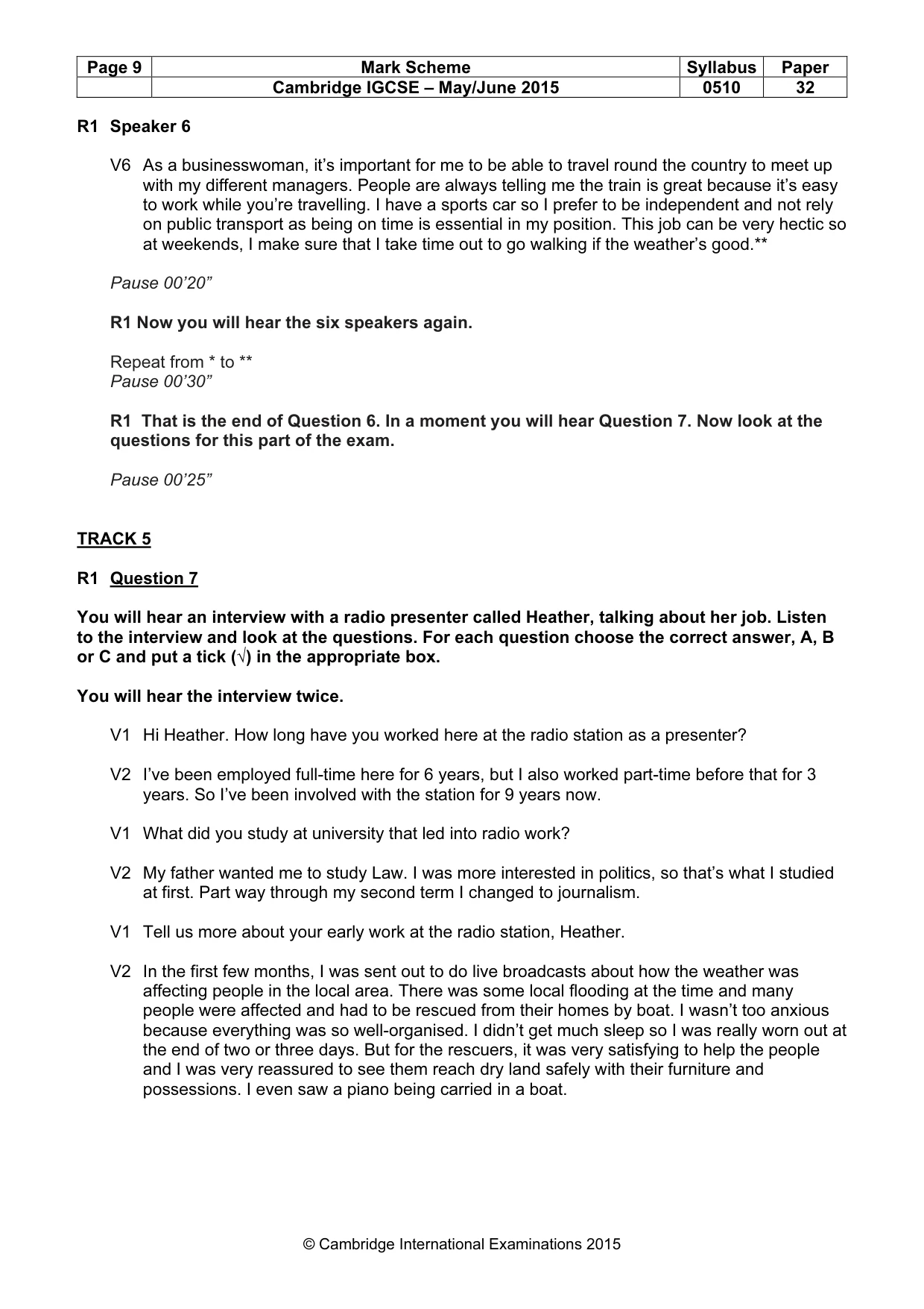 Mark scheme, page 9 of 11