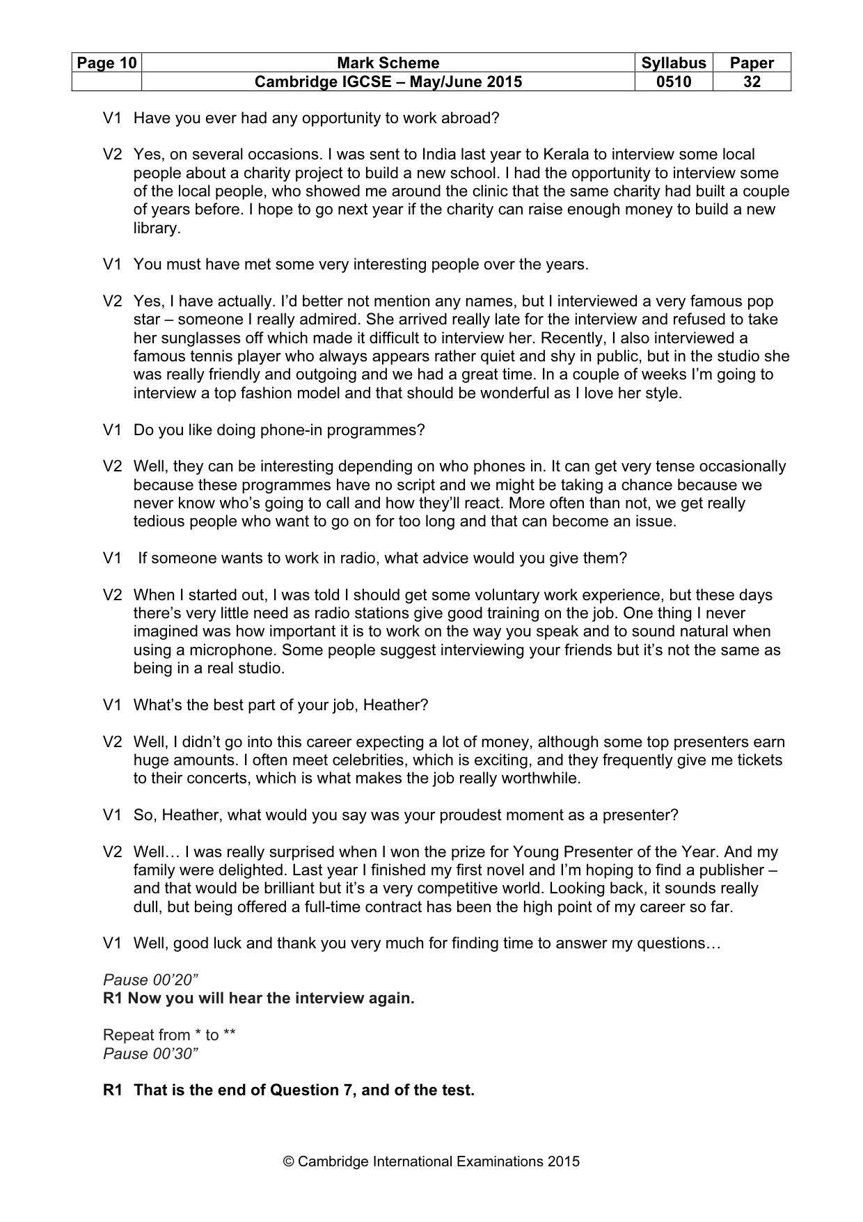 Mark scheme, page 10 of 11