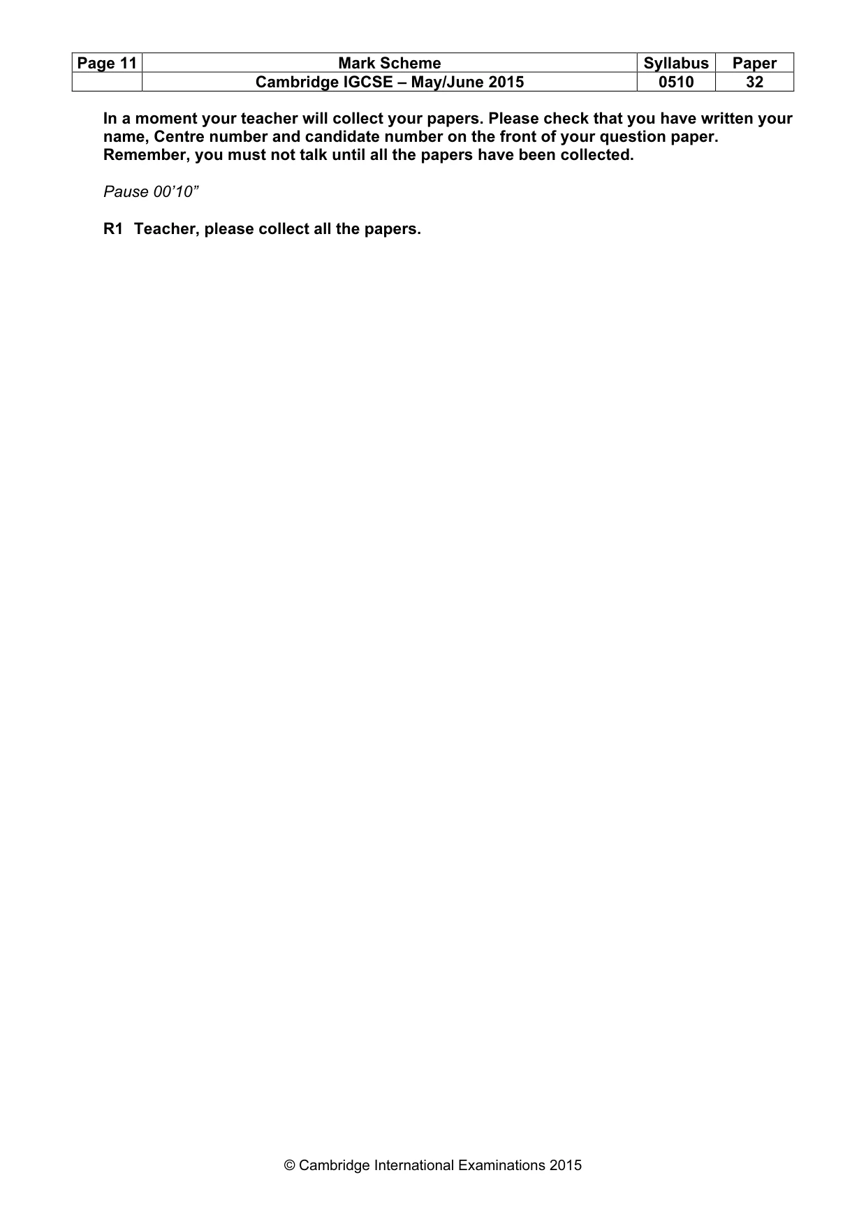 Mark scheme, page 11 of 11
