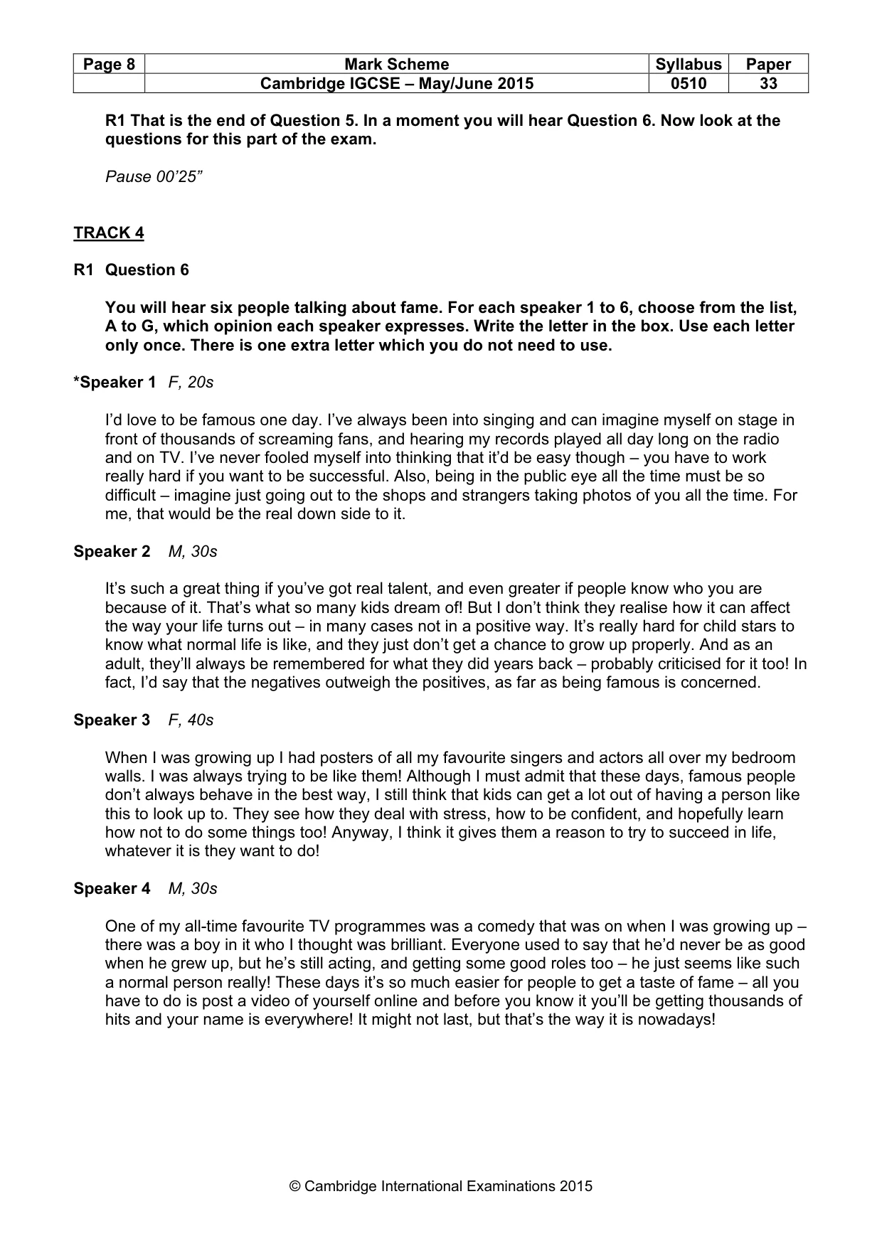 Mark scheme, page 8 of 11