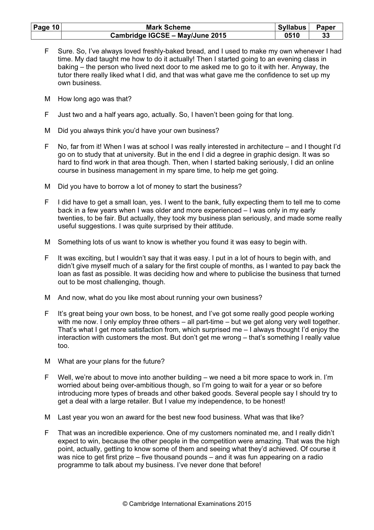 Mark scheme, page 10 of 11