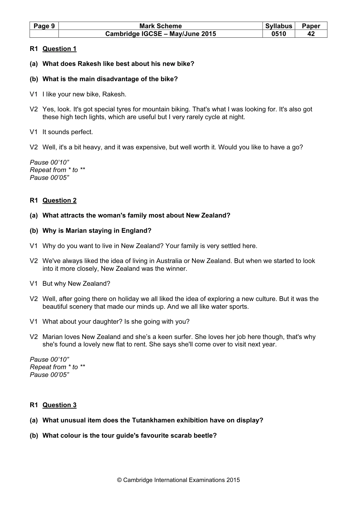 Mark scheme, page 9 of 17