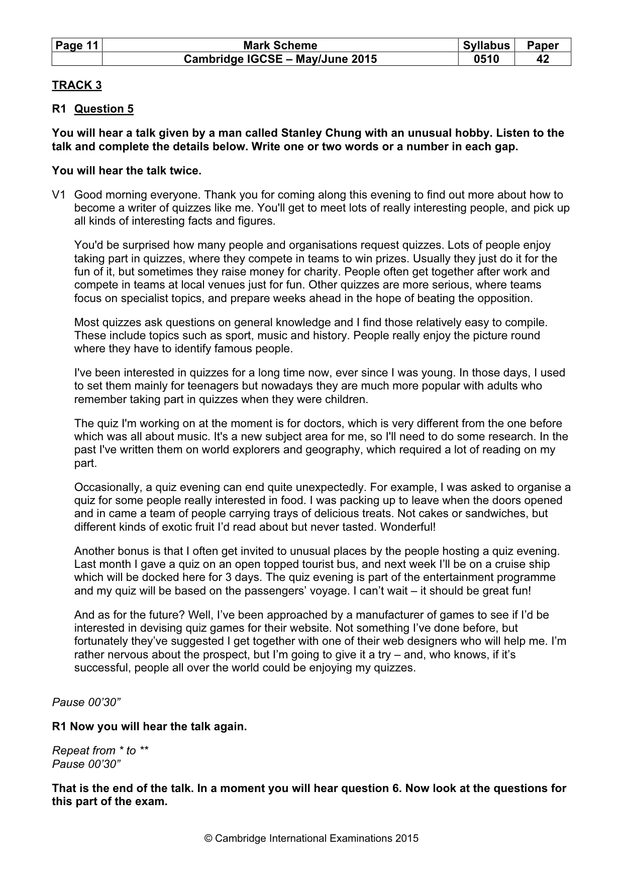 Mark scheme, page 11 of 17