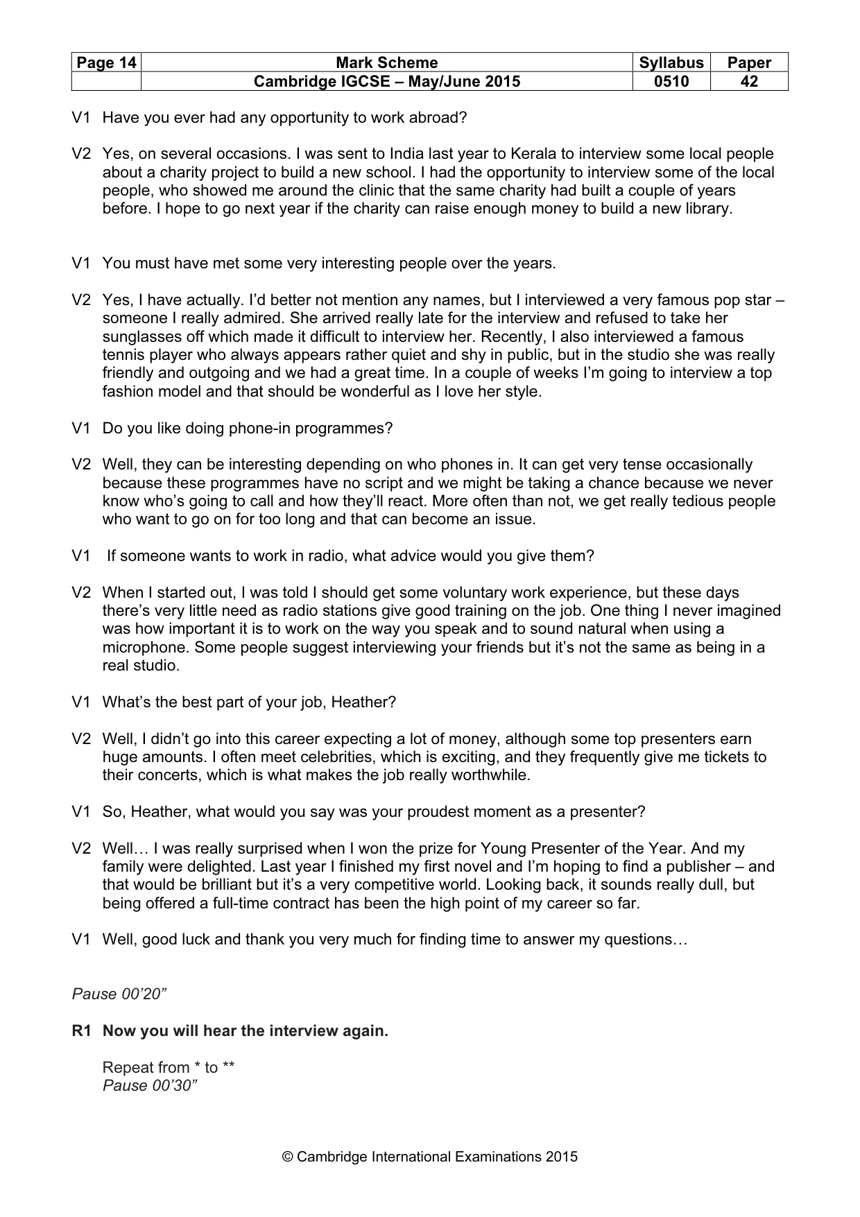 Mark scheme, page 14 of 17