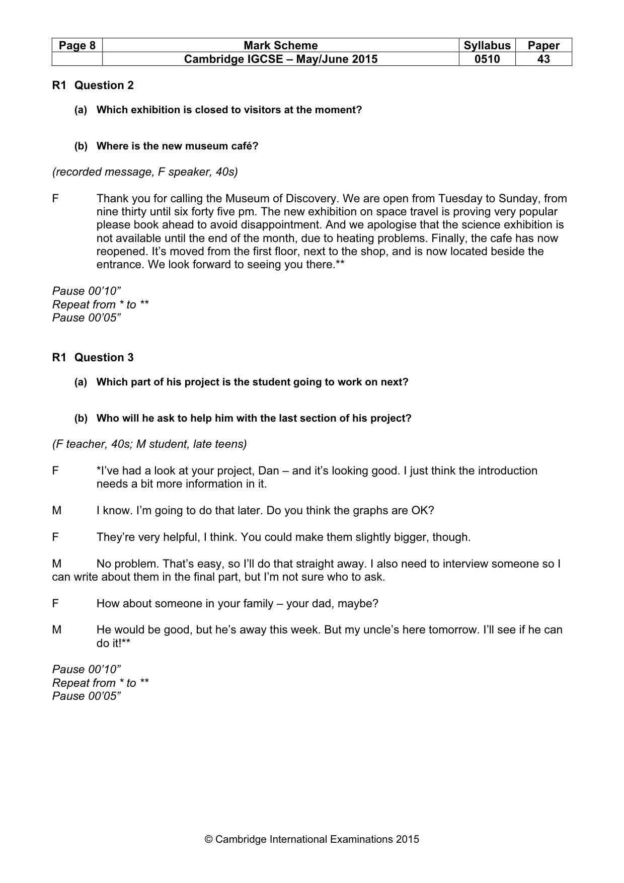 Mark scheme, page 8 of 16