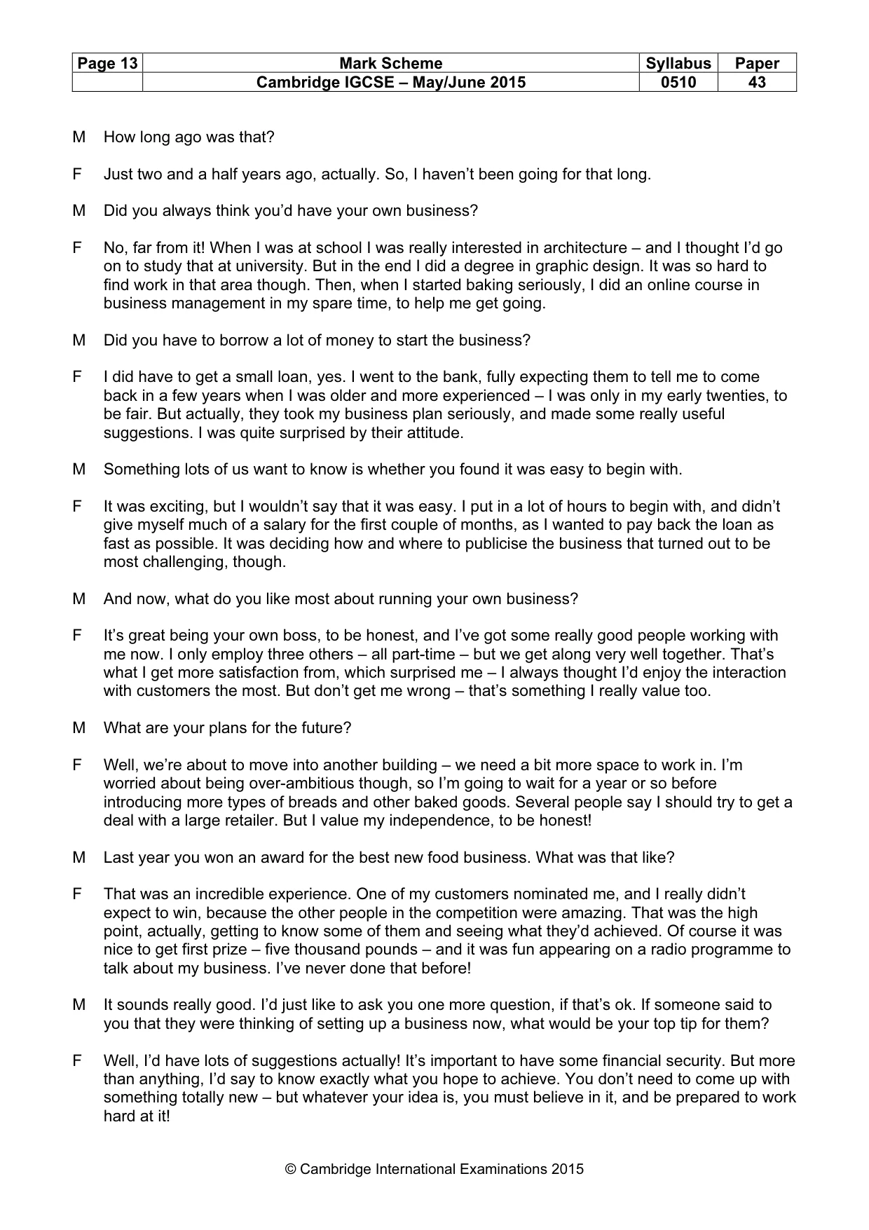 Mark scheme, page 13 of 16