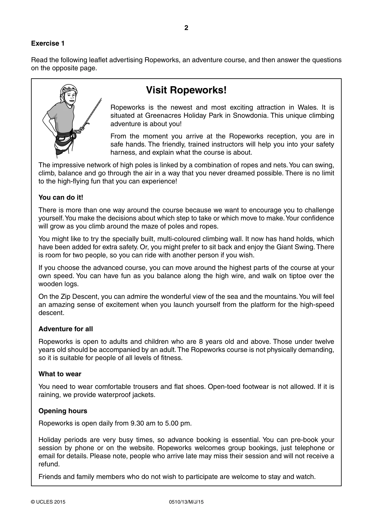 Cambridge IGCSE English - Second Language (oral endorsement) 0510 2015 May/June Paper 1 · Variant 3 question paper, page 2 of 16