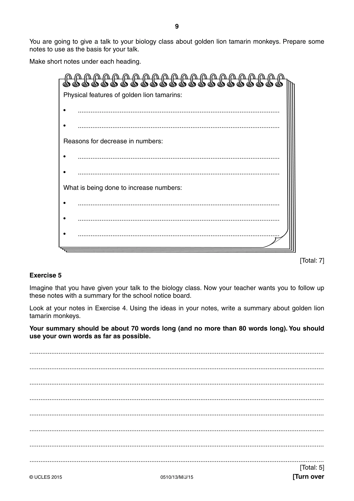 Cambridge IGCSE English - Second Language (oral endorsement) 0510 2015 May/June Paper 1 · Variant 3 question paper, page 9 of 16