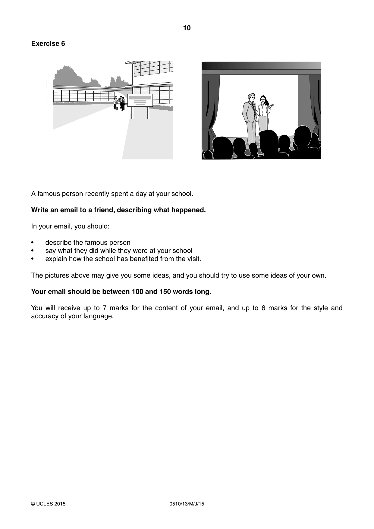 Cambridge IGCSE English - Second Language (oral endorsement) 0510 2015 May/June Paper 1 · Variant 3 question paper, page 10 of 16