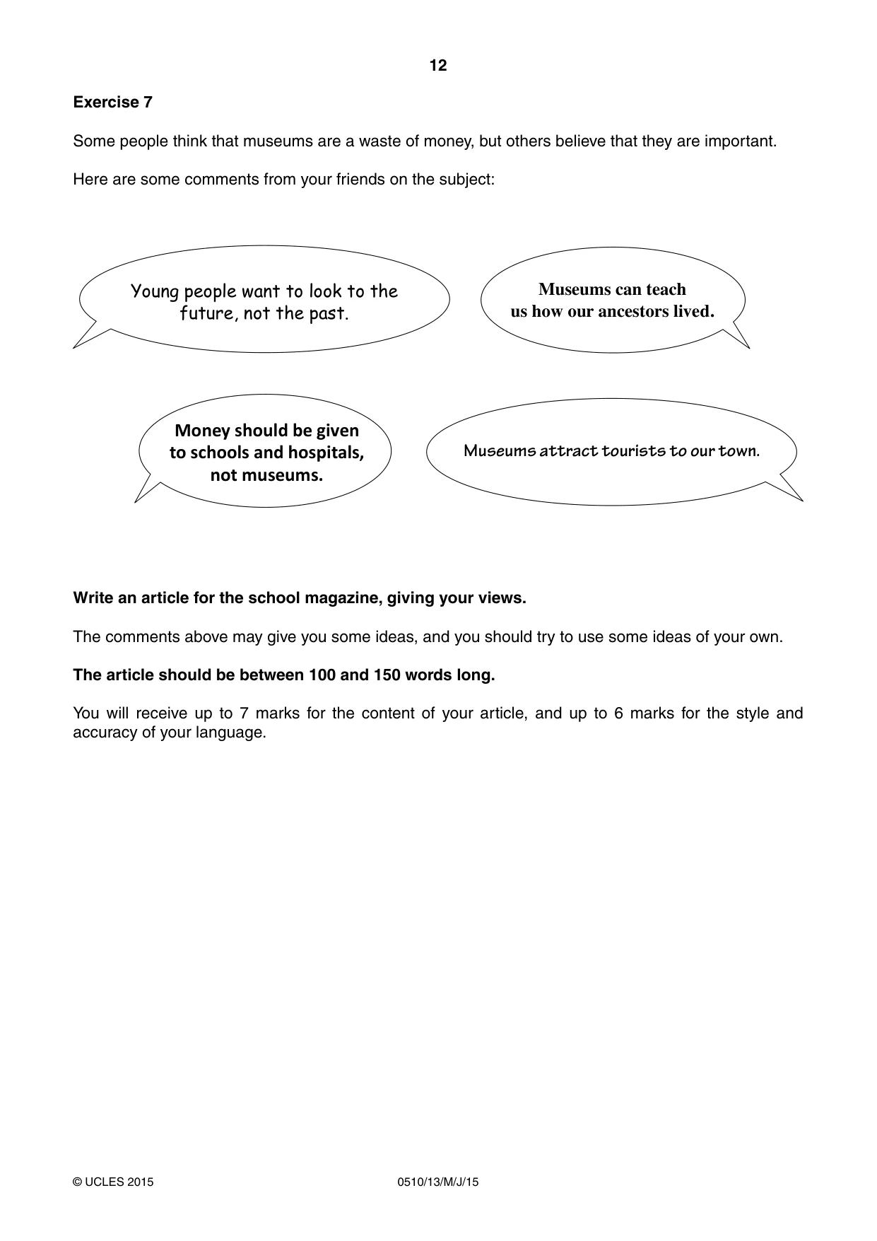 Cambridge IGCSE English - Second Language (oral endorsement) 0510 2015 May/June Paper 1 · Variant 3 question paper, page 12 of 16