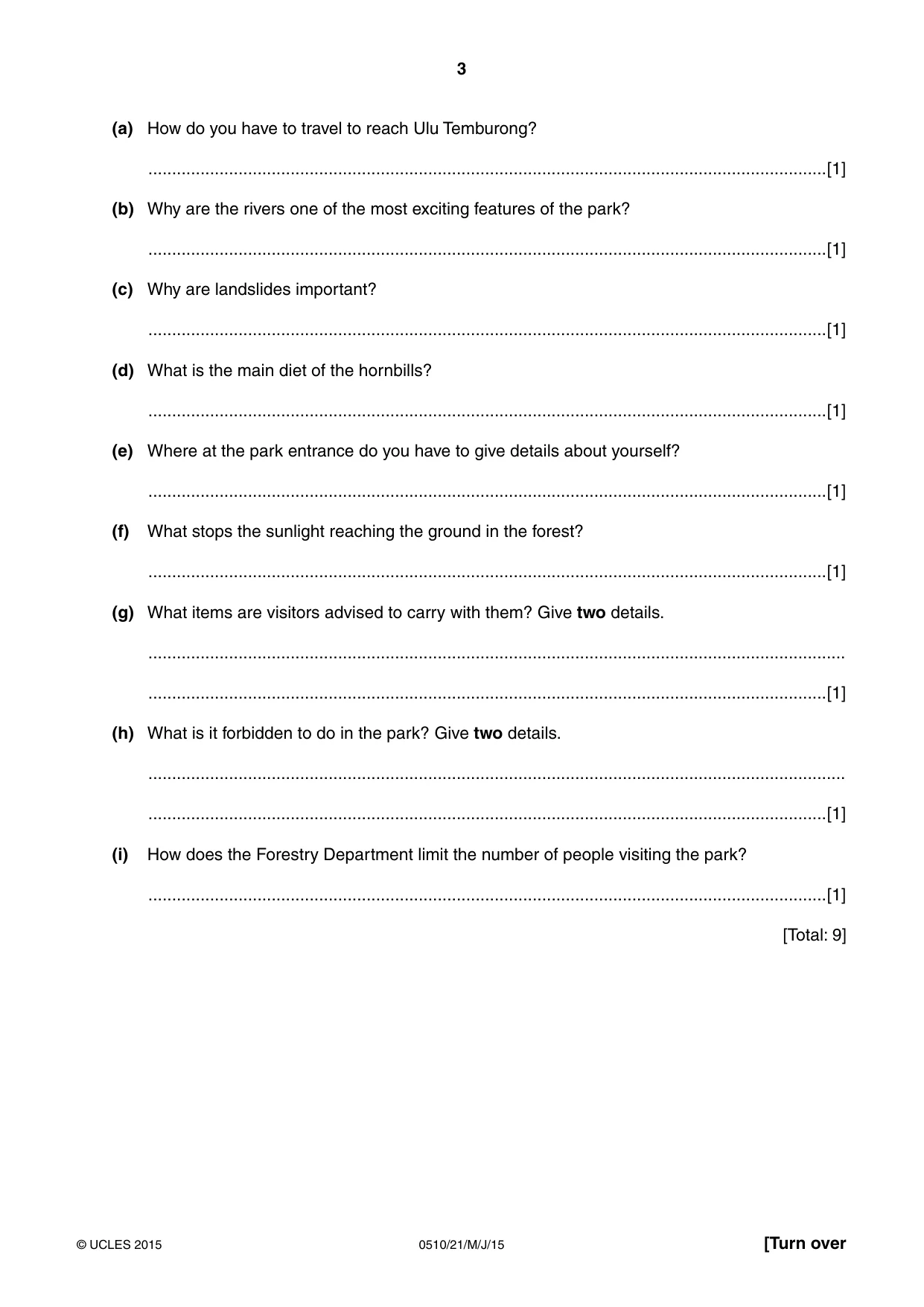 Cambridge IGCSE English - Second Language (oral endorsement) 0510 2015 May/June Paper 2 · Variant 1 question paper, page 3 of 16