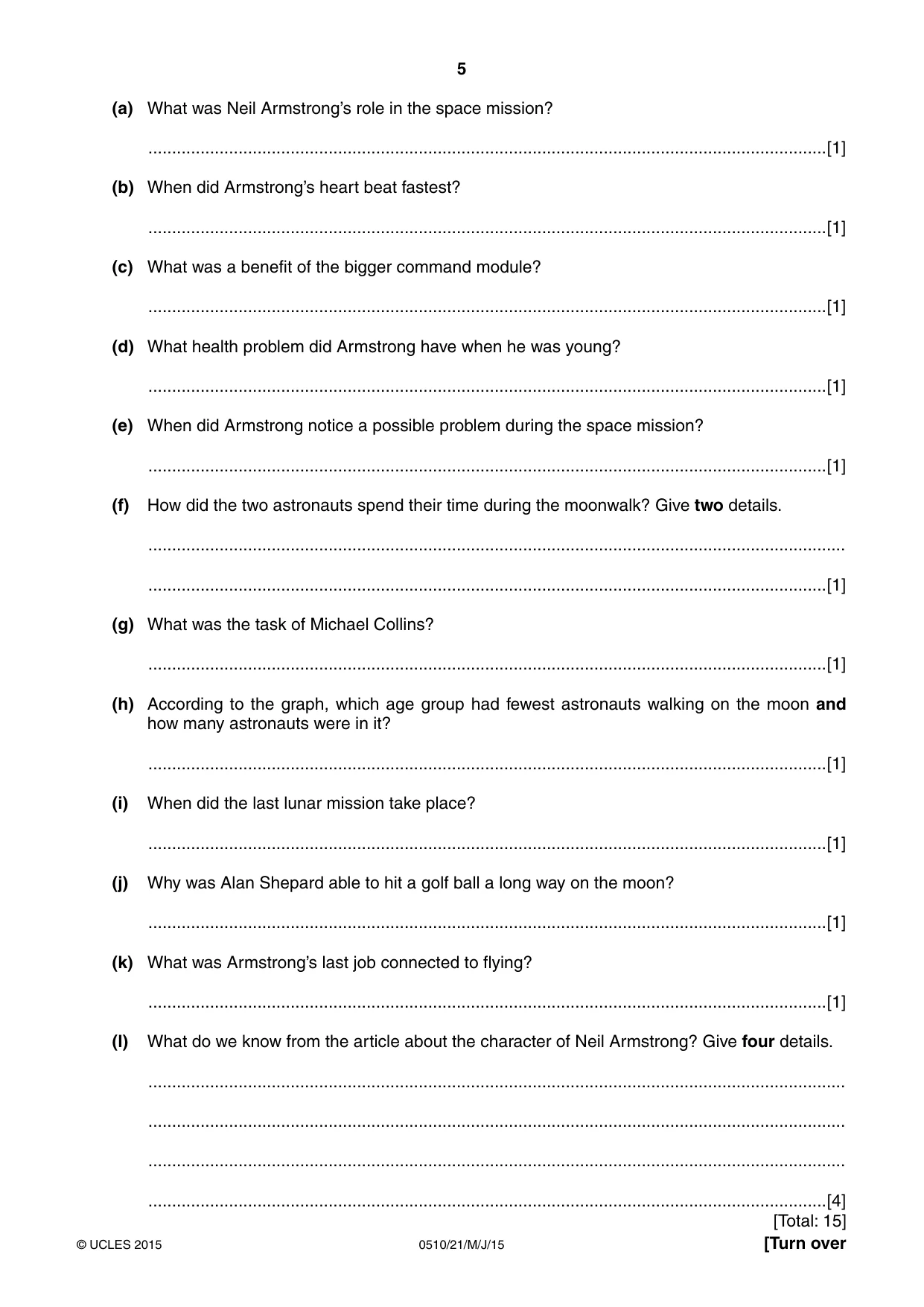 Cambridge IGCSE English - Second Language (oral endorsement) 0510 2015 May/June Paper 2 · Variant 1 question paper, page 5 of 16