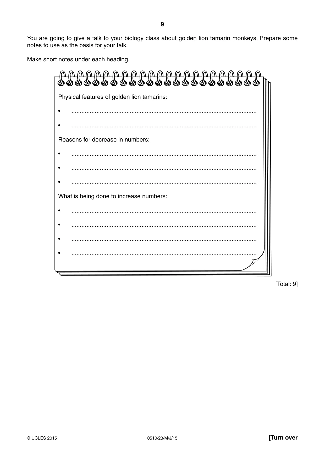 Cambridge IGCSE English - Second Language (oral endorsement) 0510 2015 May/June Paper 2 · Variant 3 question paper, page 9 of 16