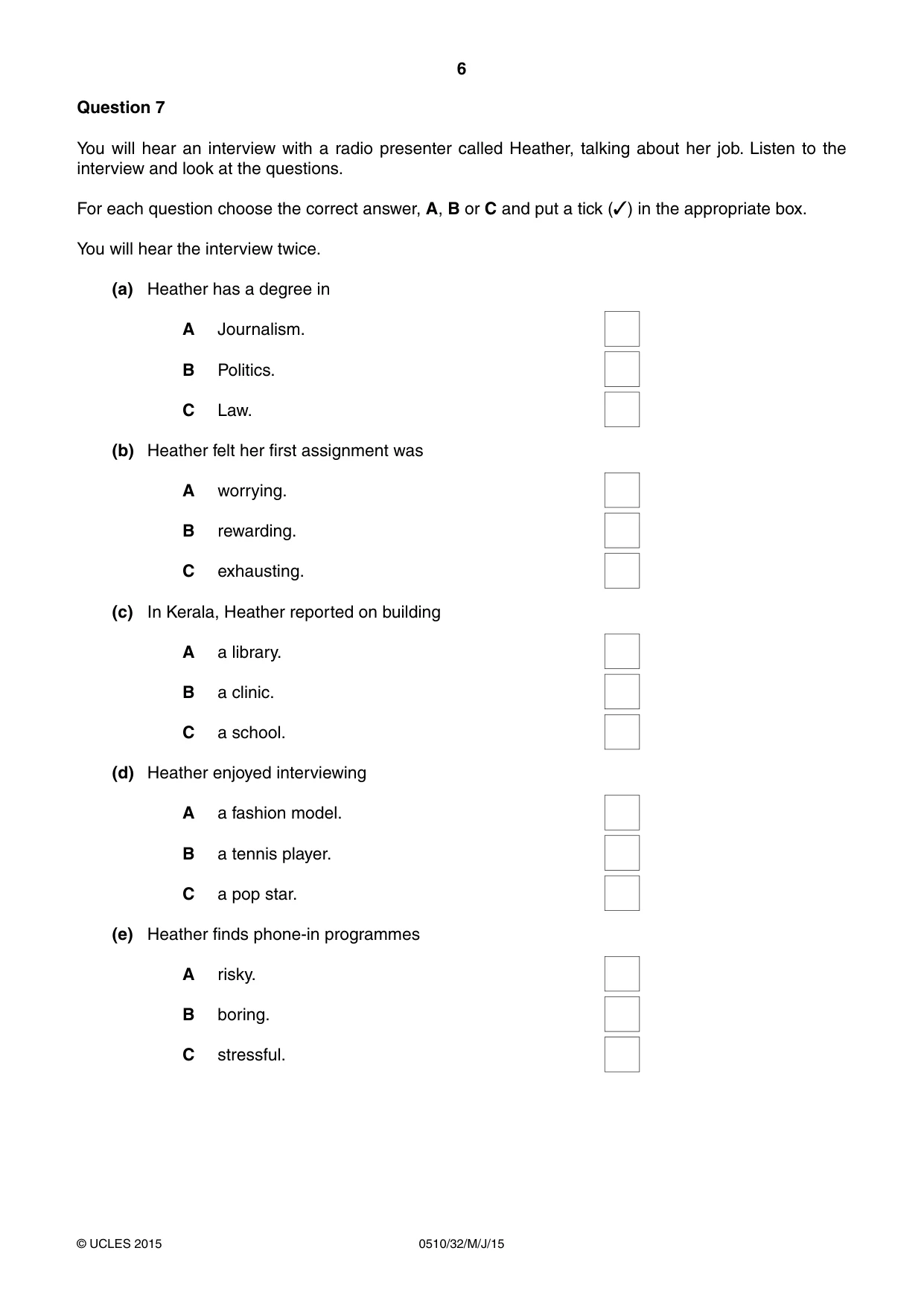 Cambridge IGCSE English - Second Language (oral endorsement) 0510 2015 May/June Paper 3 · Variant 2 question paper, page 6 of 8