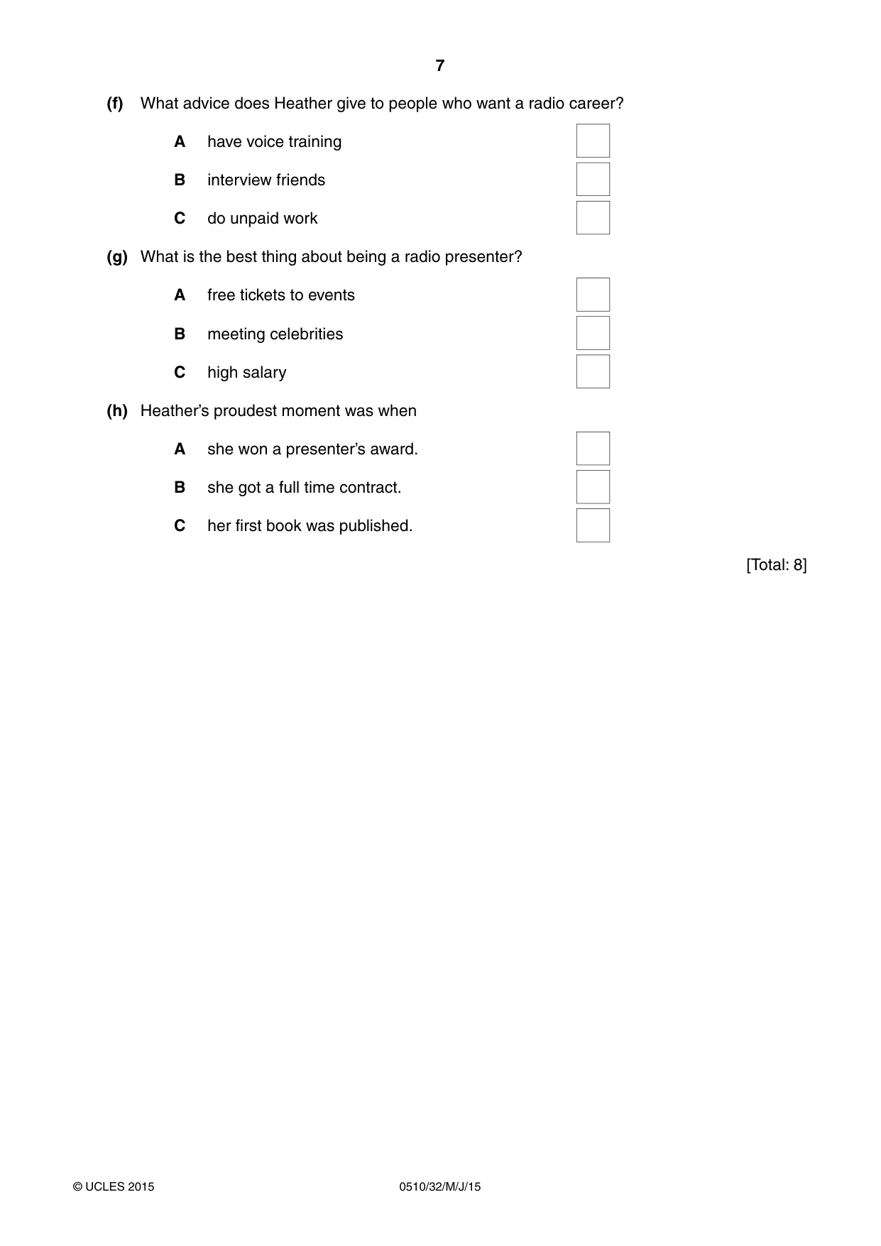 Cambridge IGCSE English - Second Language (oral endorsement) 0510 2015 May/June Paper 3 · Variant 2 question paper, page 7 of 8