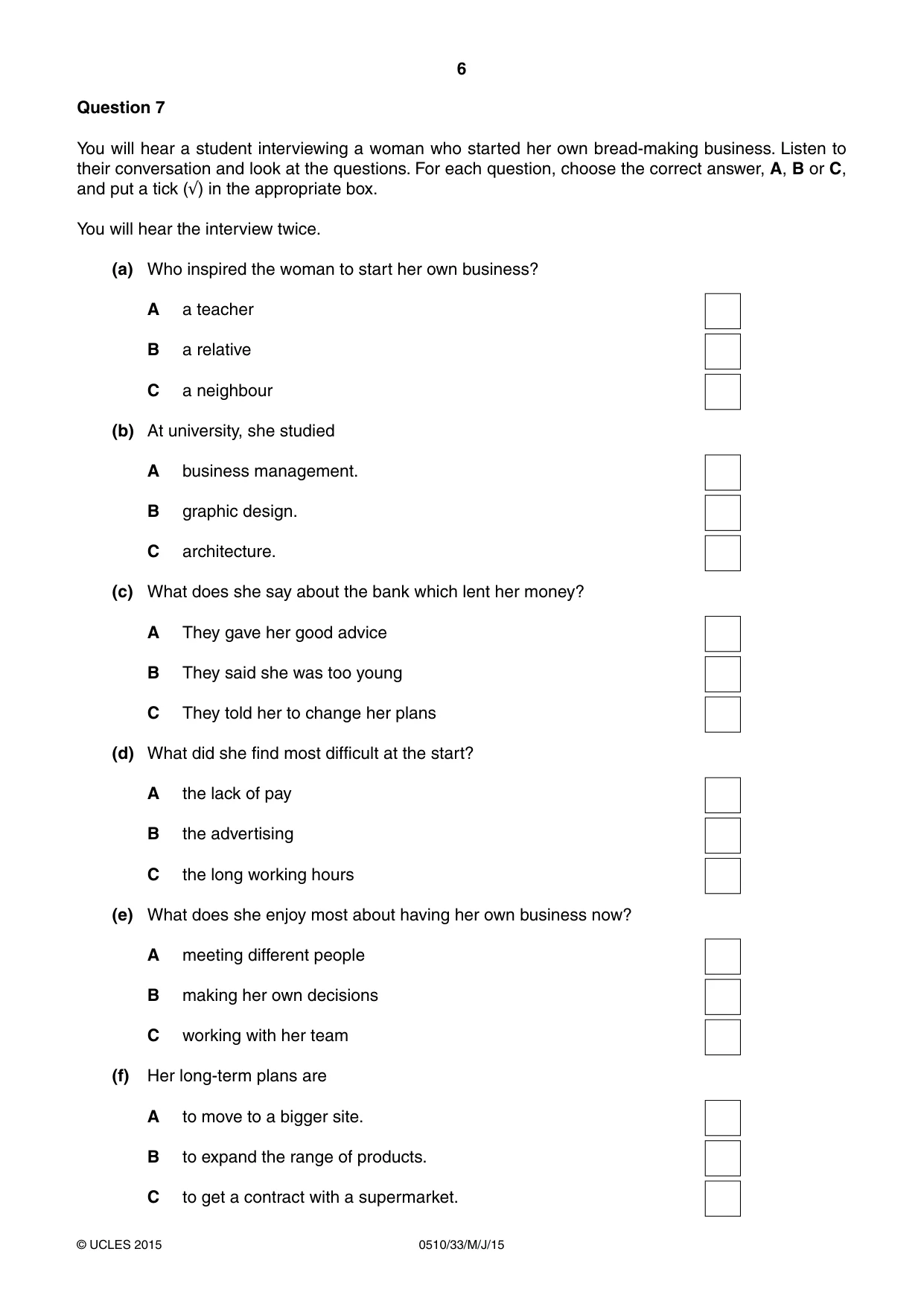 Cambridge IGCSE English - Second Language (oral endorsement) 0510 2015 May/June Paper 3 · Variant 3 question paper, page 6 of 8