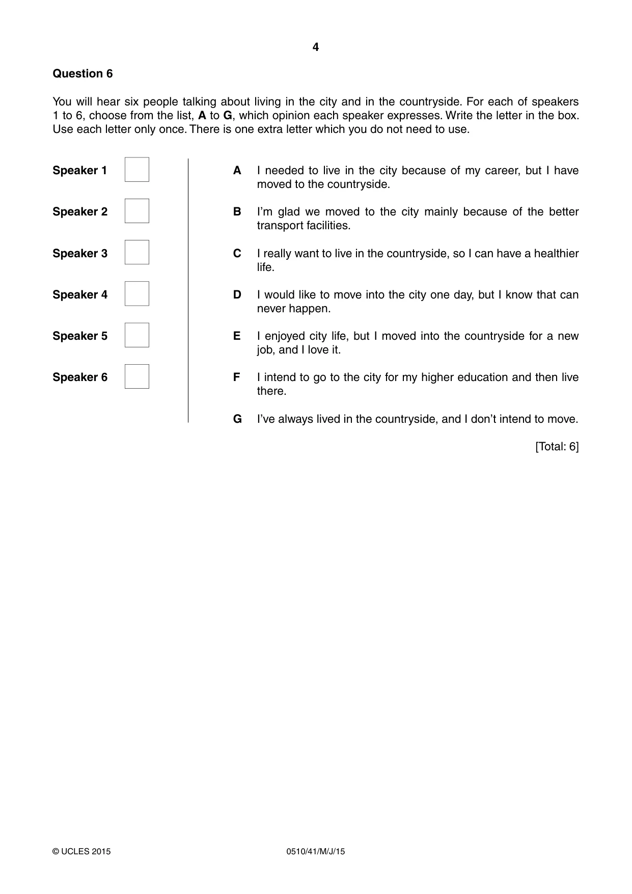 Cambridge IGCSE English - Second Language (oral endorsement) 0510 2015 May/June Paper 4 · Variant 1 question paper, page 4 of 12
