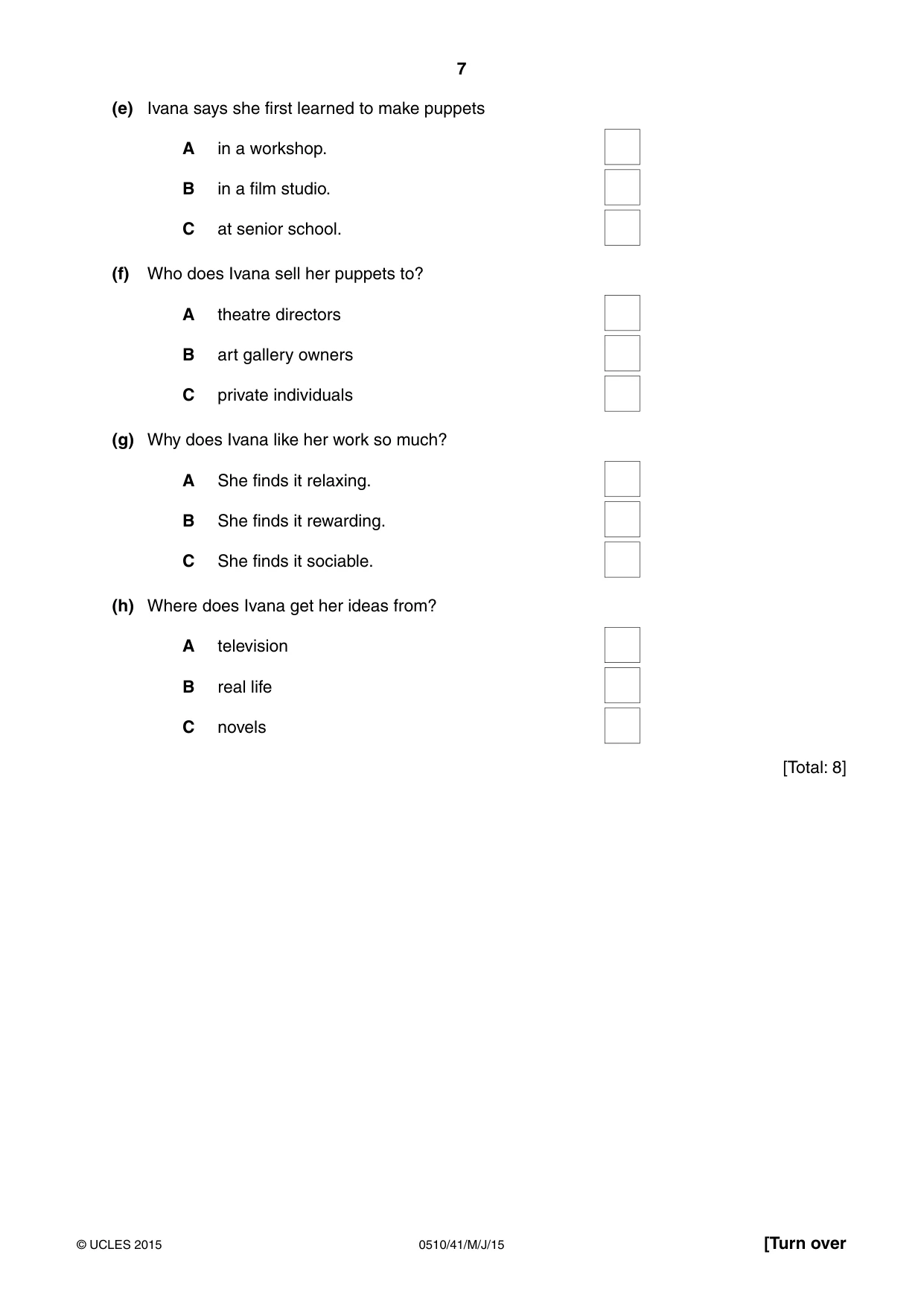 Cambridge IGCSE English - Second Language (oral endorsement) 0510 2015 May/June Paper 4 · Variant 1 question paper, page 7 of 12