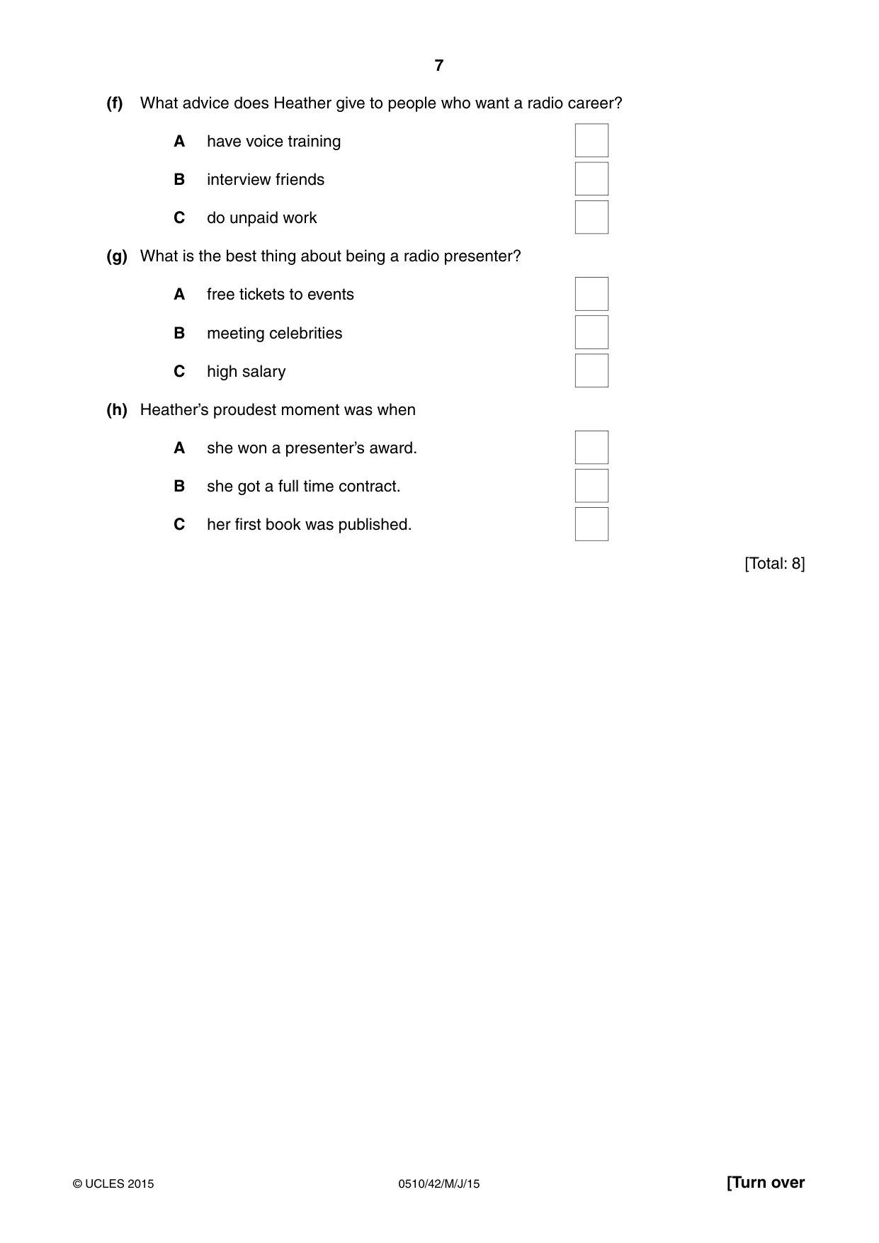 Cambridge IGCSE English - Second Language (oral endorsement) 0510 2015 May/June Paper 4 · Variant 2 question paper, page 7 of 12