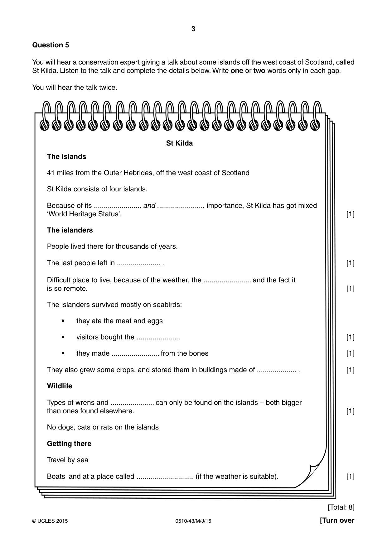 Cambridge IGCSE English - Second Language (oral endorsement) 0510 2015 May/June Paper 4 · Variant 3 question paper, page 3 of 12