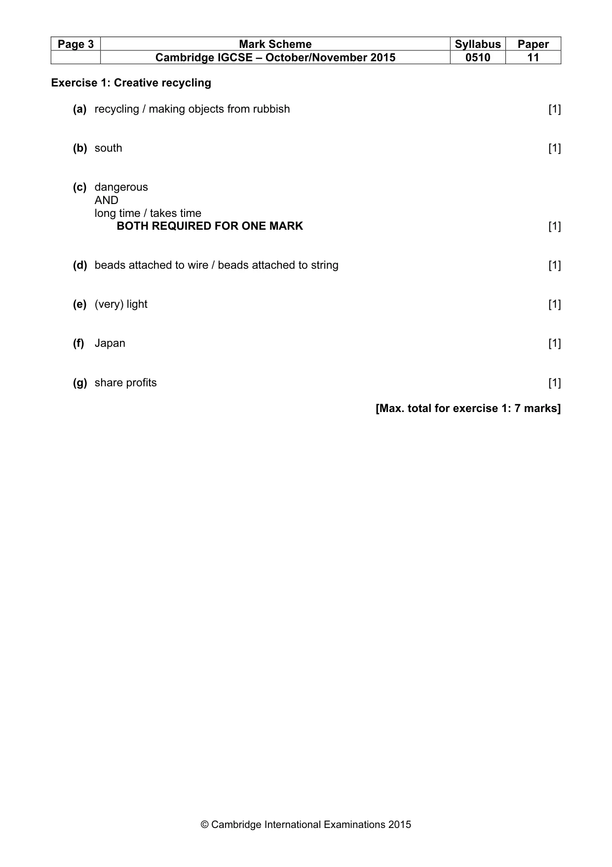 Mark scheme, page 3 of 11